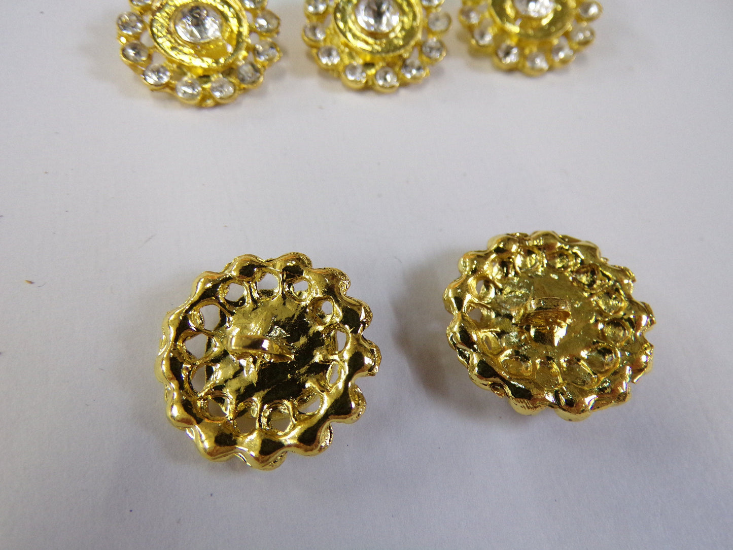 20mm Gold Diamante button, Rhinestone buttons, Fancy Buttons, Crystal Buttons, Shank Buttons, Sewing Buttons, Bridal Buttons.