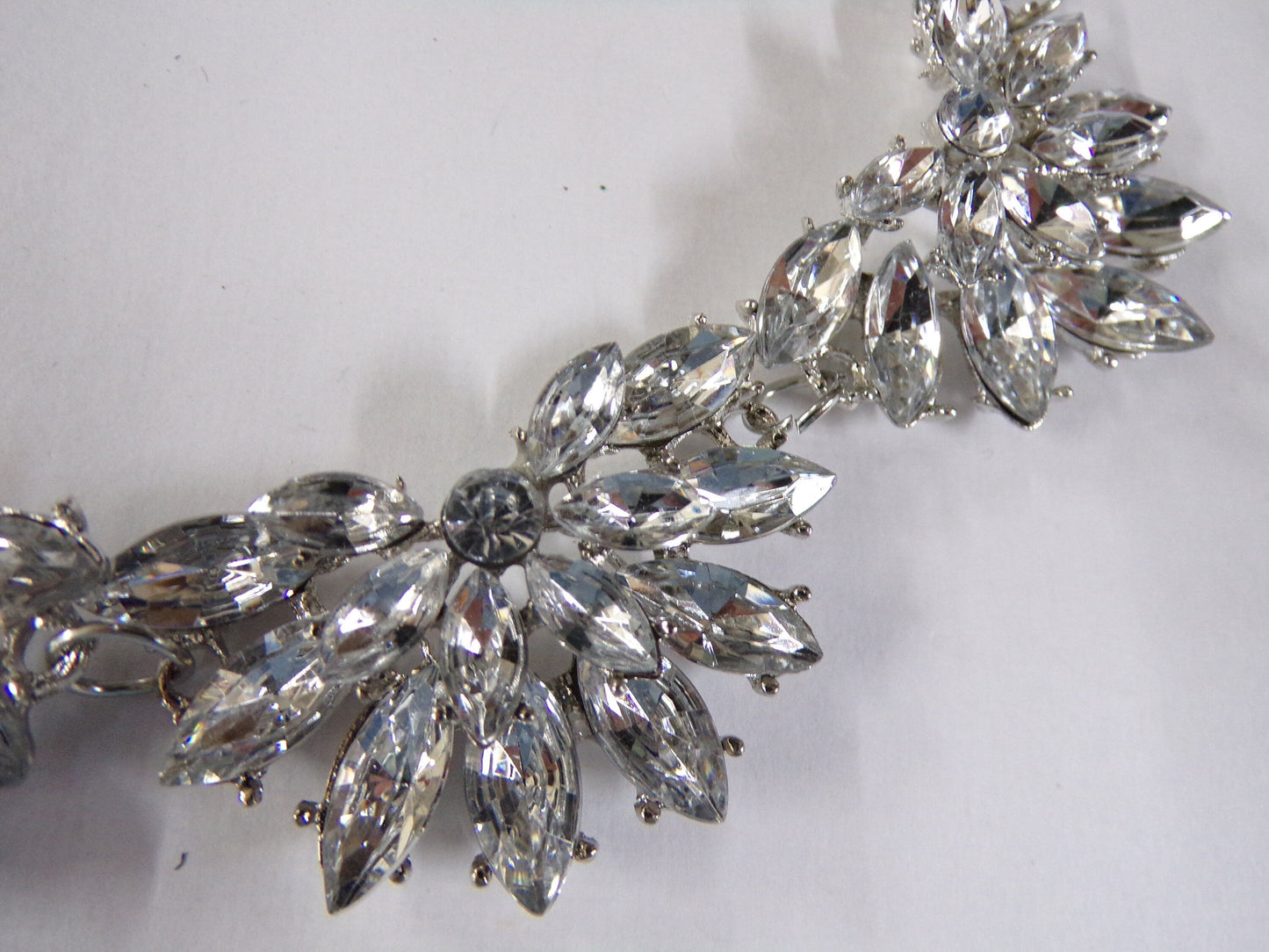 Diamante Crystal Necklace, Fancy Beaded Jewel, Silver necklace, Jewel necklace, Chain, Necklace