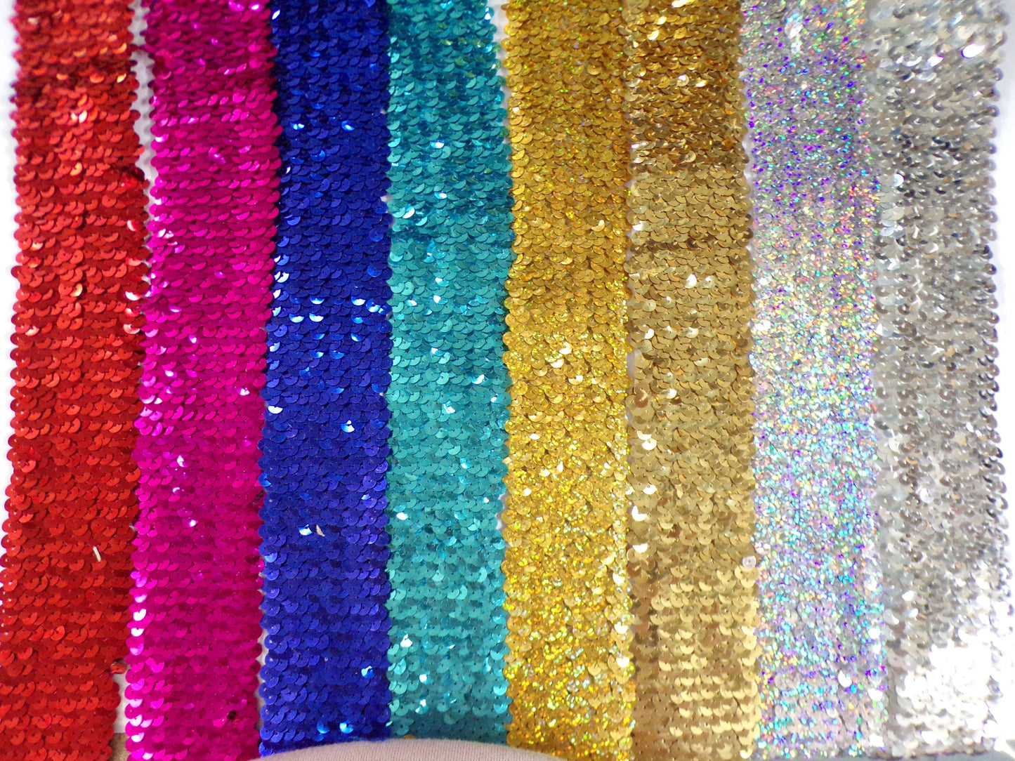 1mtr, 5.4cm wide Sequin Elastic, Sequin Stretch Trim, Sequin band, stretch sequin Sewing, Hair Craft, Decor