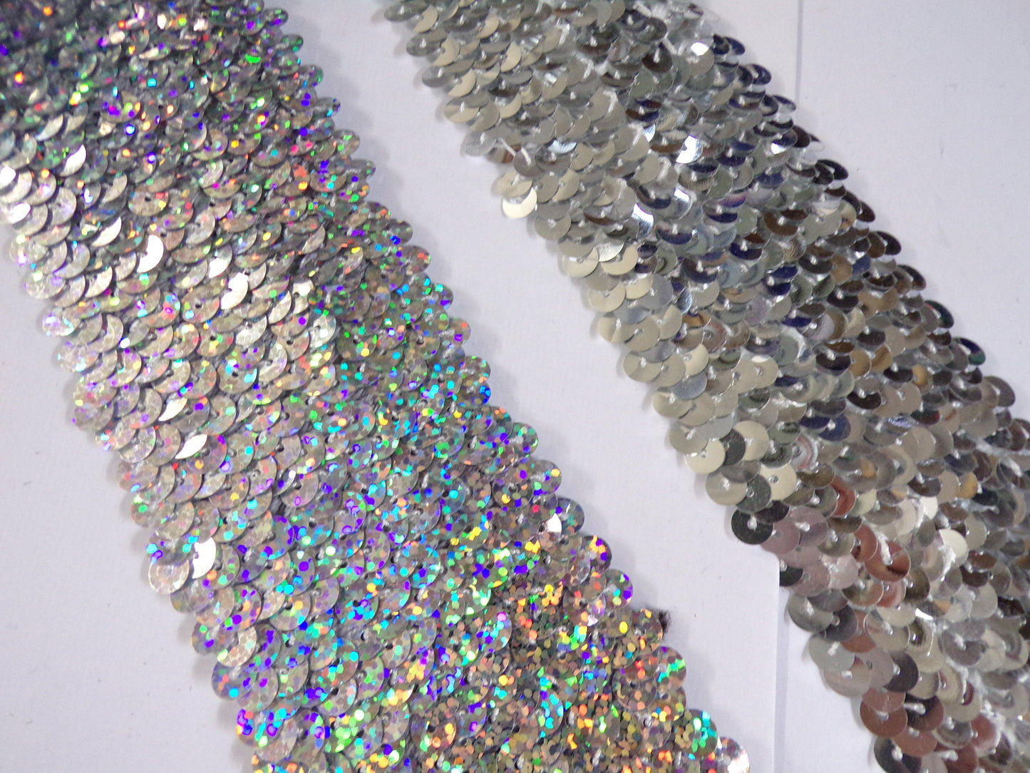 1mtr, 5.4cm wide Sequin Elastic, Sequin Stretch Trim, Sequin band, stretch sequin Sewing, Hair Craft, Decor