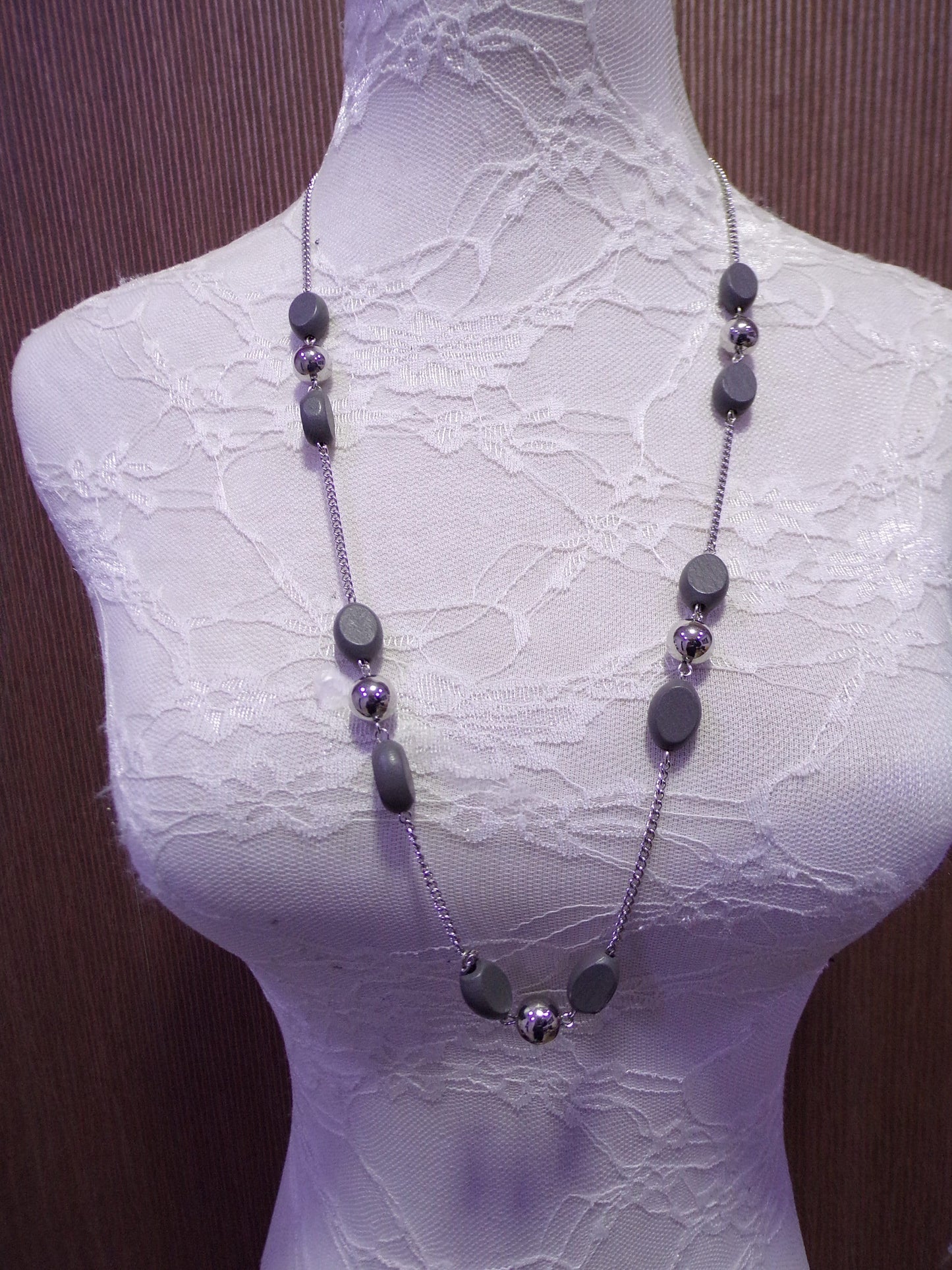 Silver Chain Beaded Necklace, Beads, Chain, Necklace, Jewellery.