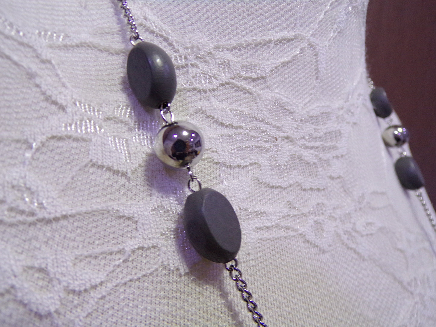 Silver Chain Beaded Necklace, Beads, Chain, Necklace, Jewellery.