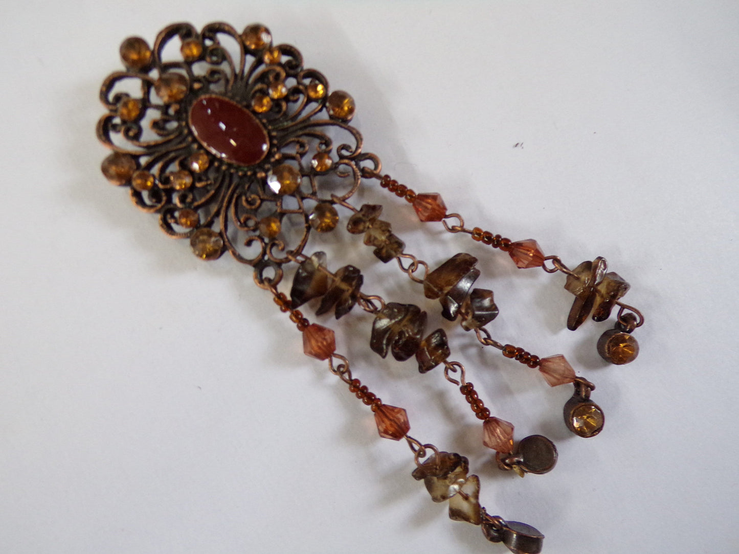 Beautiful Bronze Brooch with Crystals, Pin Brooch, Jewellery