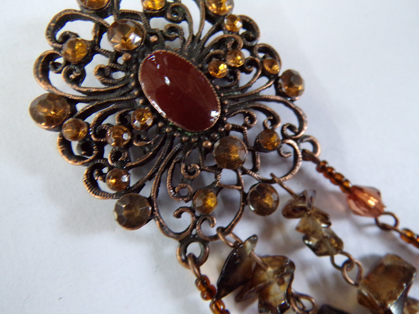 Beautiful Bronze Brooch with Crystals, Pin Brooch, Jewellery