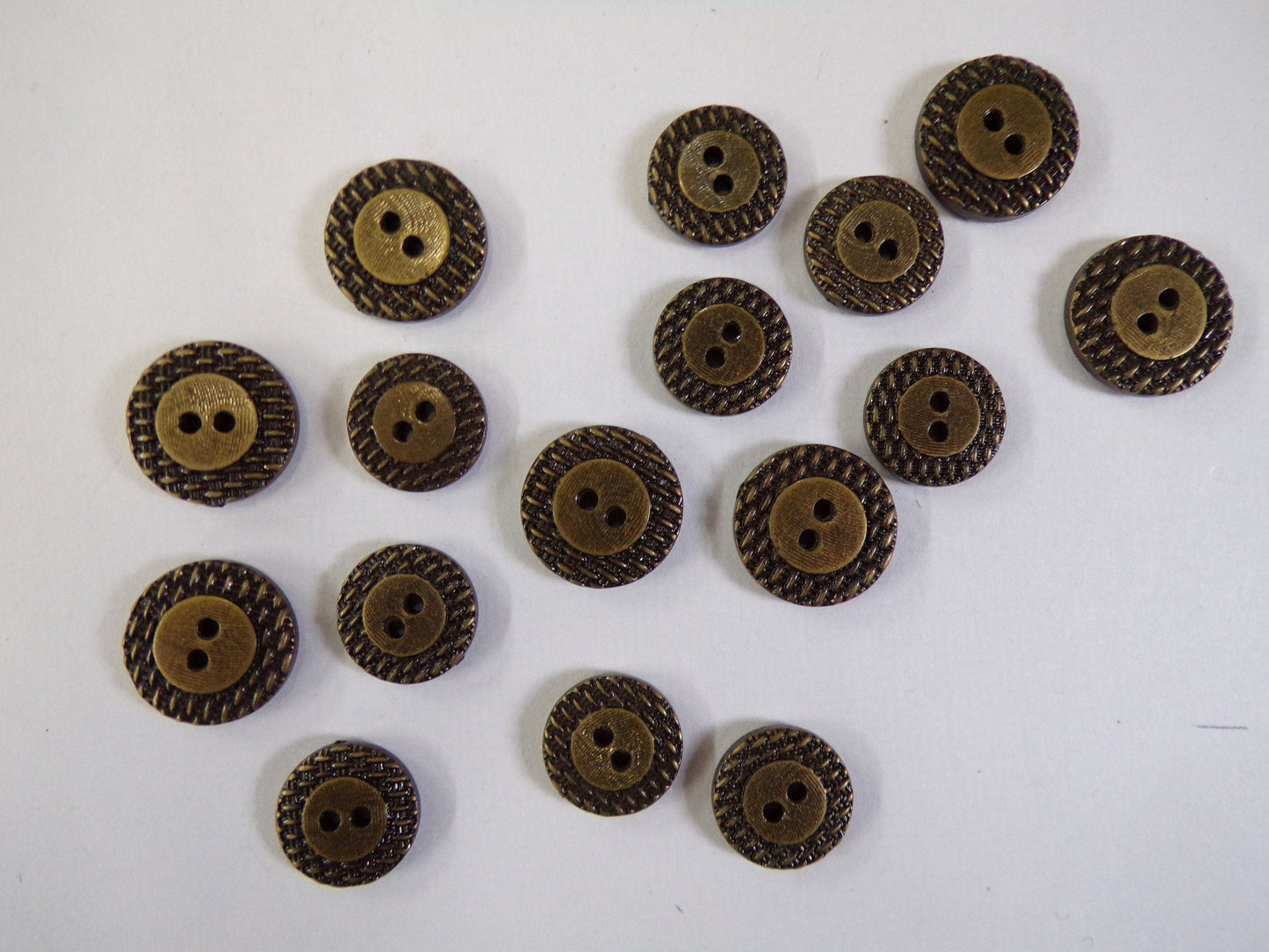 6pcs, Gold or Antique brass buttons, Flat Woven Buttons, 2-hole Buttons, Clothing, knitwear buttons, buttons, gold buttons, brass buttons