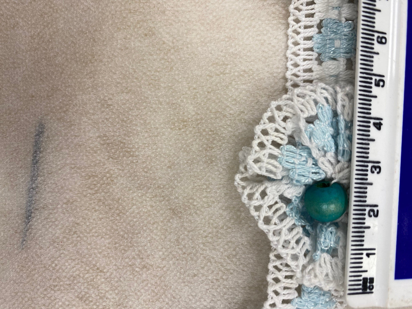 Cotton Lace Trim in White and Blue