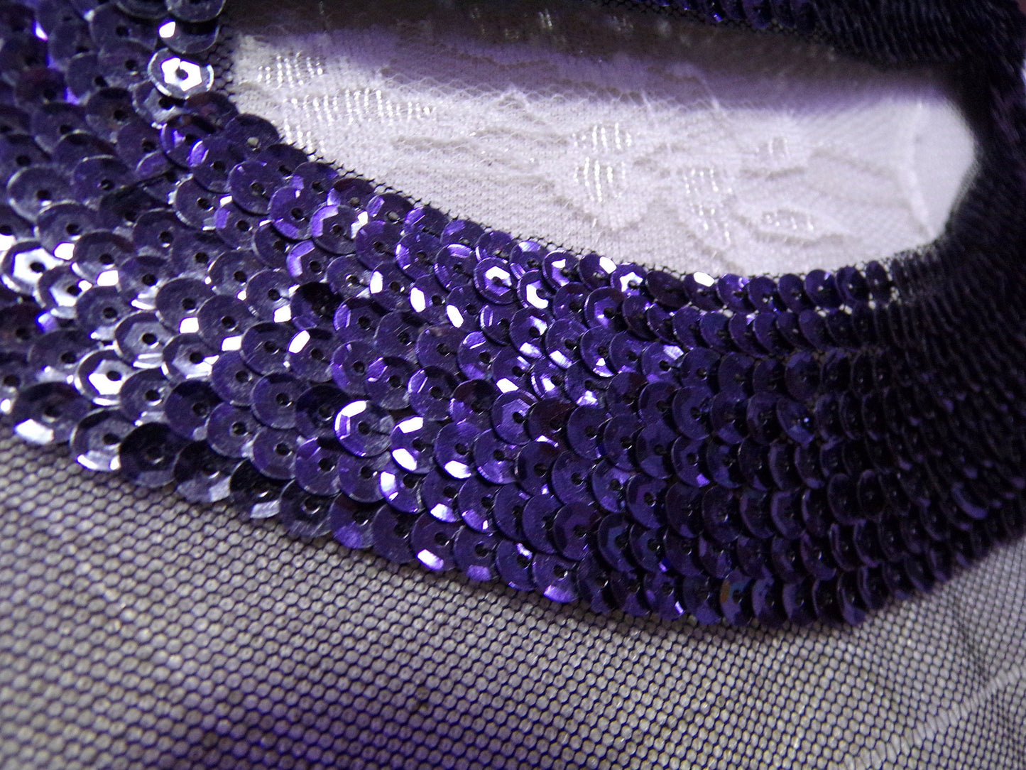 Navy Sequin Neck Trim, Sew on Sequin Applique, Sequins Lace, Dresses, Tops, Sewing, Craft, occasionwear, fancy trim