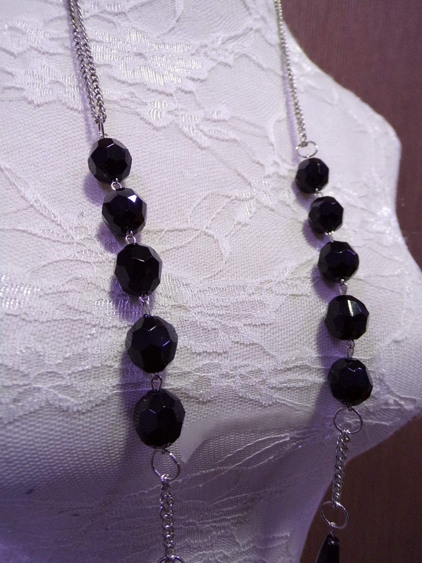 Black and Silver Long Necklace, Chain Necklace, Jewellery