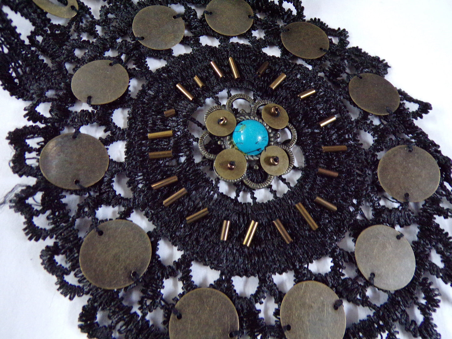 Large Lace Applique, Embroidered Applique, Large Neck Trim, Neck trim, Sewing Patch, Boho trim