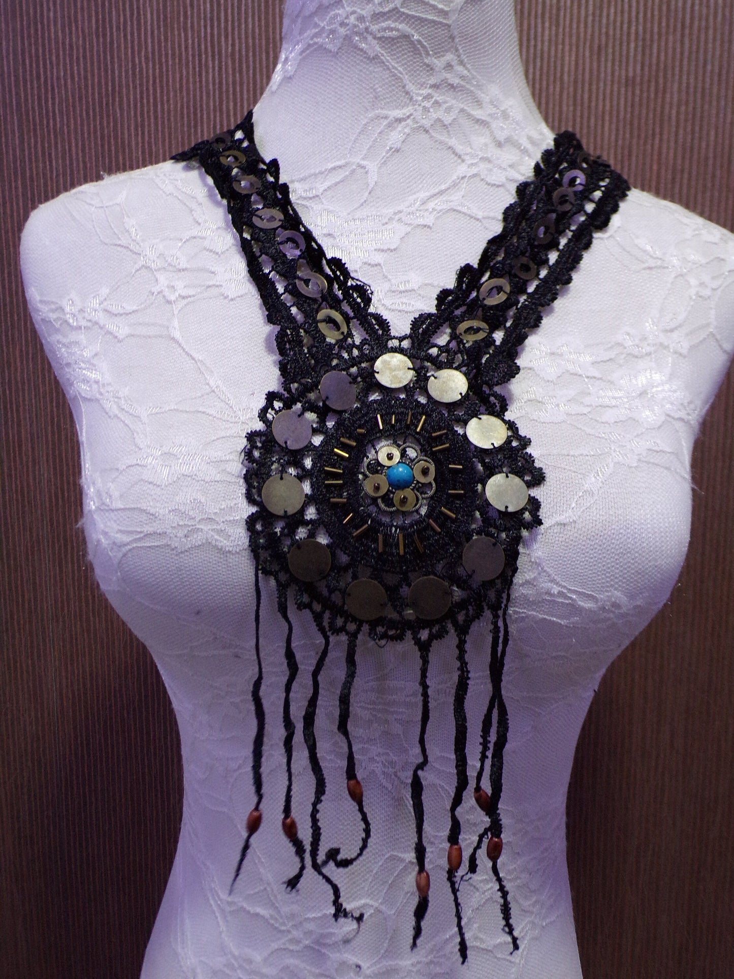 Large Lace Applique, Embroidered Applique, Large Neck Trim, Neck trim, Sewing Patch, Boho trim