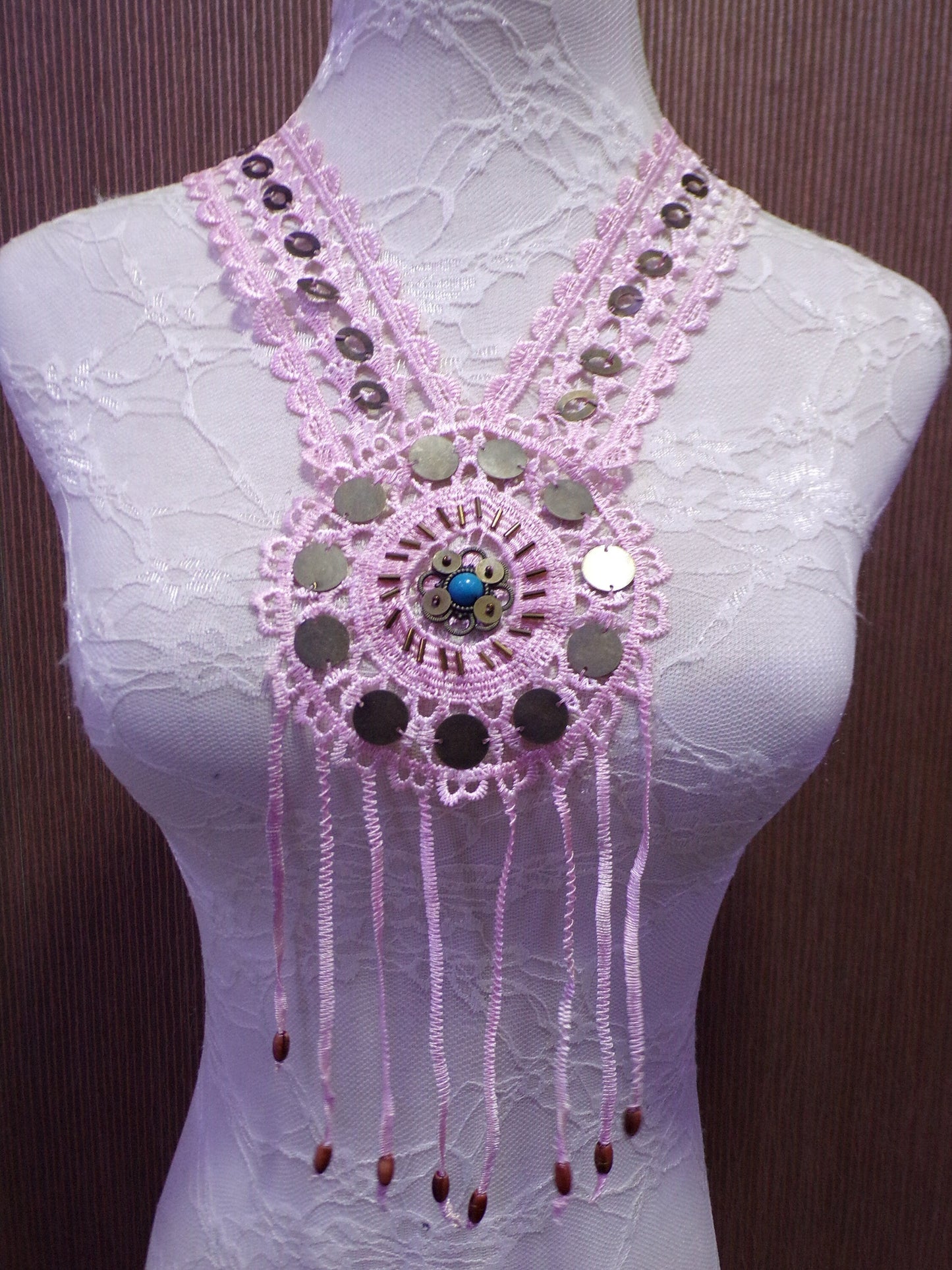 Large Lace Applique, Embroidered Applique, Large Neck Trim, Neck trim, Sewing Patch, Boho trim