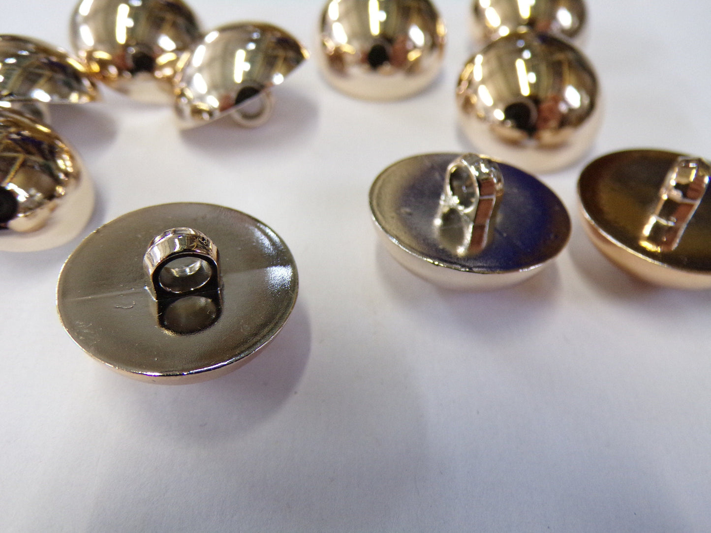 6pcs, Shiny Gold Buttons, 34L-21mm, Metal-Look Half Ball Shank Buttons, Gold buttons, Half ball buttons, Army buttons, Military Buttons.