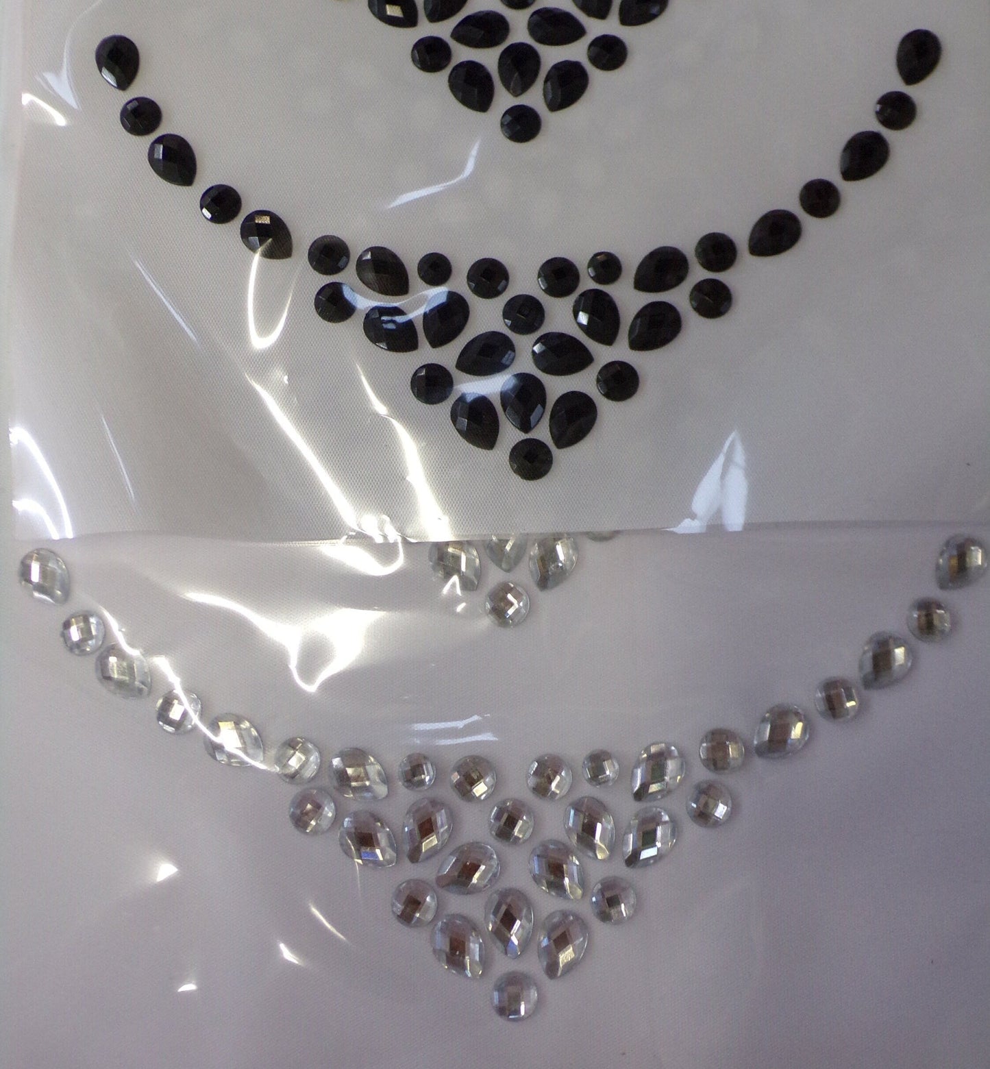 Black Or Clear jewel, Necklace Applique, Iron on Patch, Clothing, Decor, Sewing, Craft, Hot Fix, Necklace, Jewellery, jewel iron on