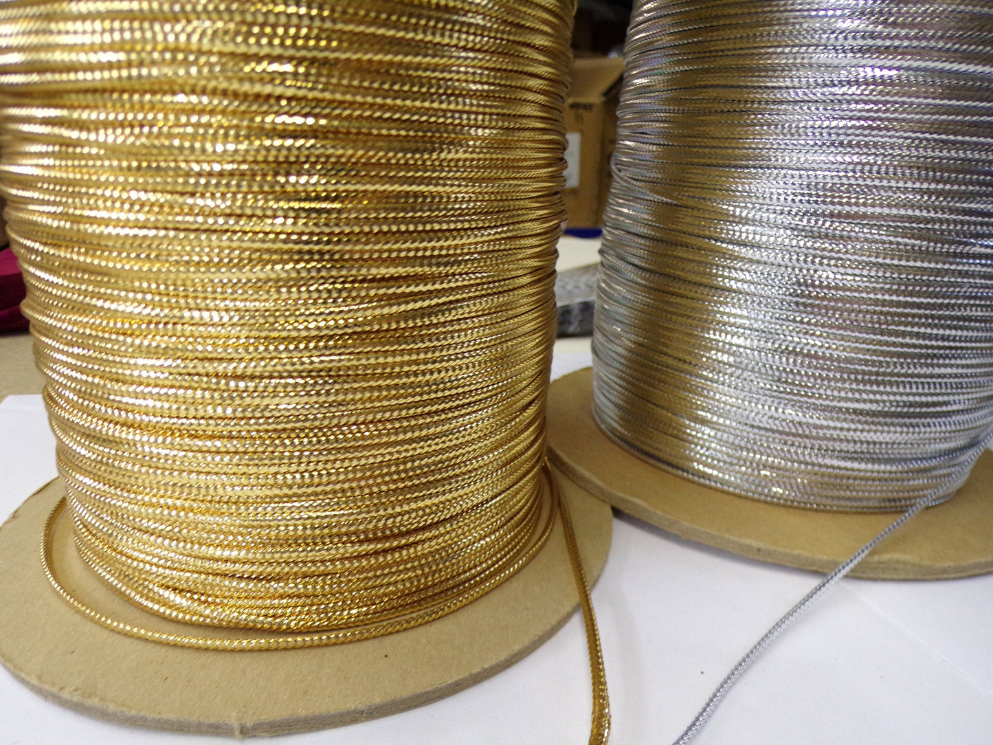 2mm Gold Silver Cord, Metallic Braided Cord, Lurex Cord, Christmas Craft, Jewellery, Hair Crafts, lurex cord, shiny cord, gold cord, silver