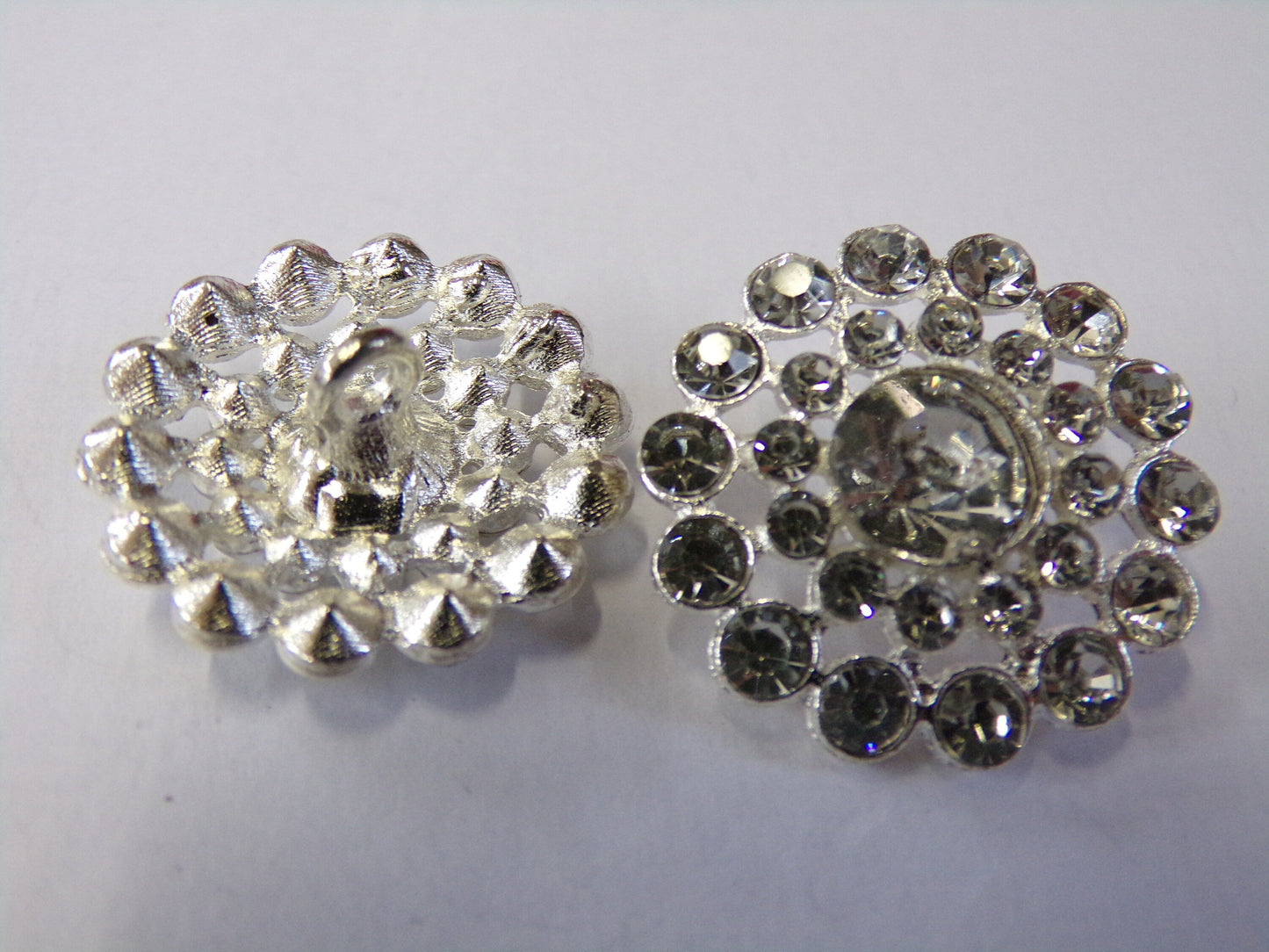 23mm Silver Diamante Shank button, Bridal Button, Fashion Rhinestone buttons, Silver Crystal Buttons, Sewing Buttons.