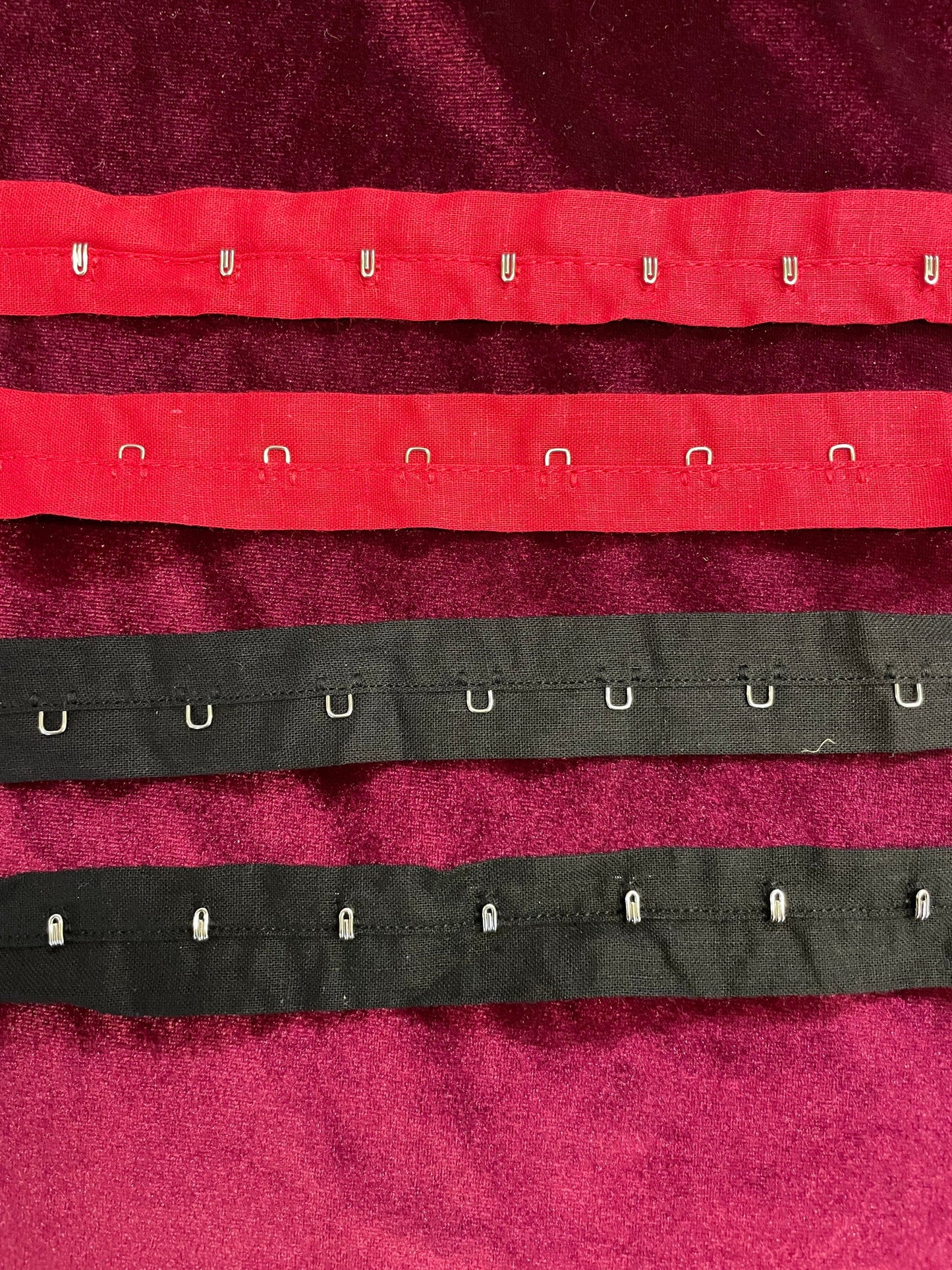 Hook And Eye Tape Trim,100% Soft Cotton Fabric, Corset tape, 5 colours, cotton hook and eye with metal hook and eyes, corset tape