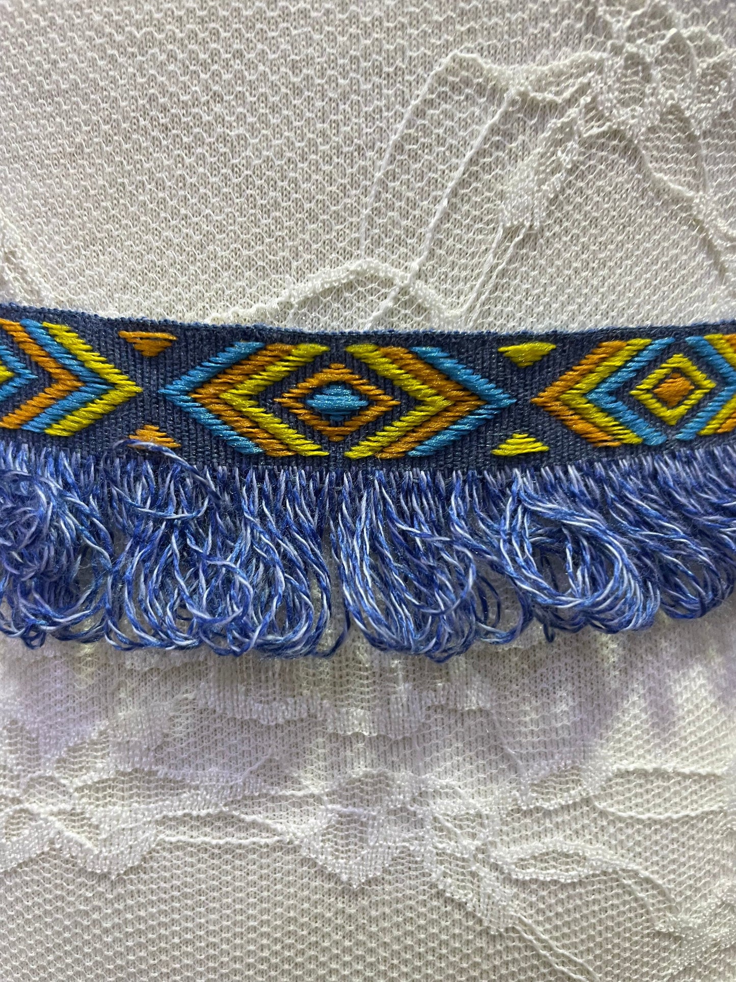 2 cols. Aztec fringe, fringe, Aztec trim, fringe trim, fringing, boho, festival trim, boho trim.