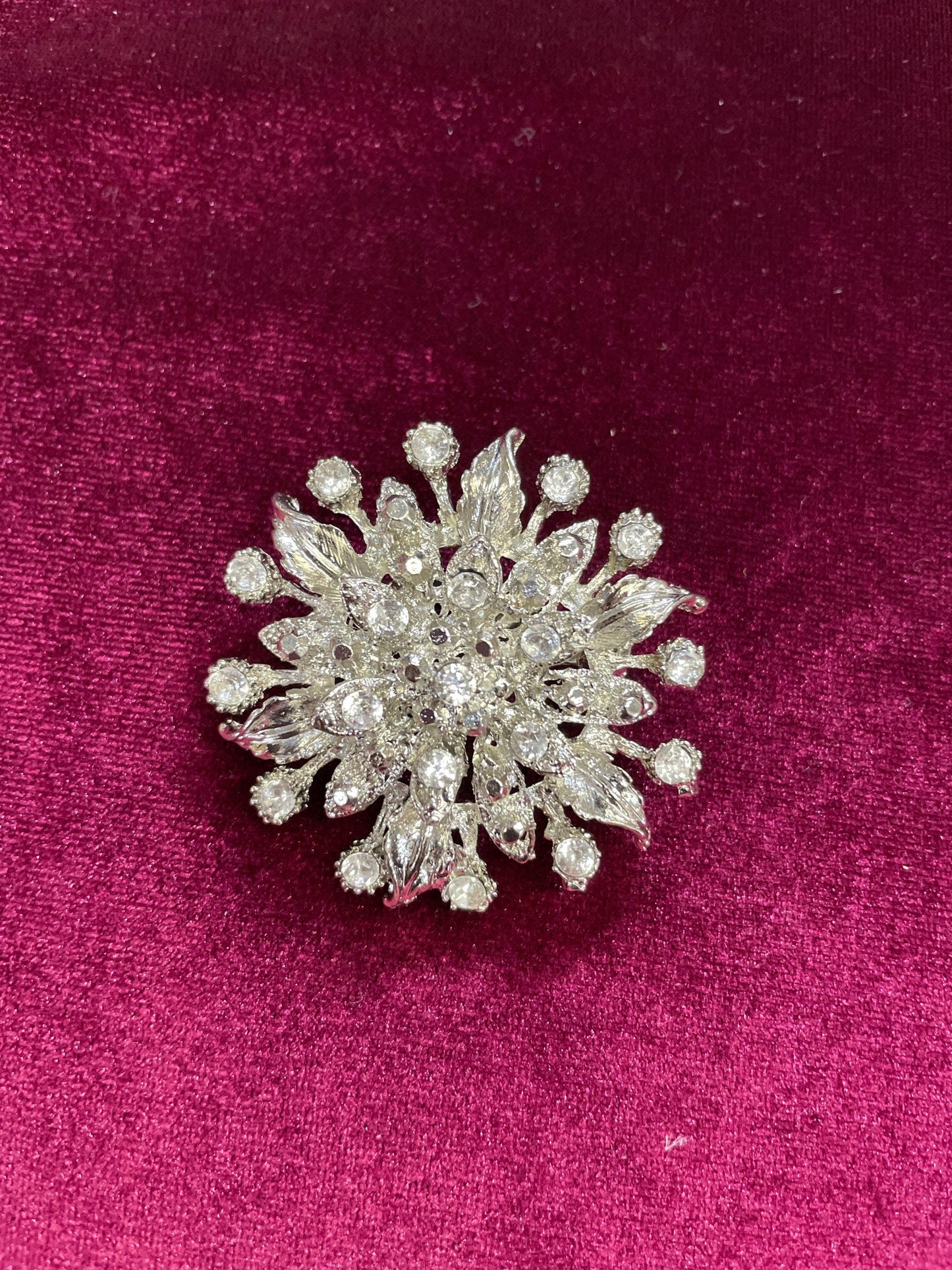Diamante Starburst Brooch, 5cm, Jewel, brooch, diamanté brooch, silver brooch