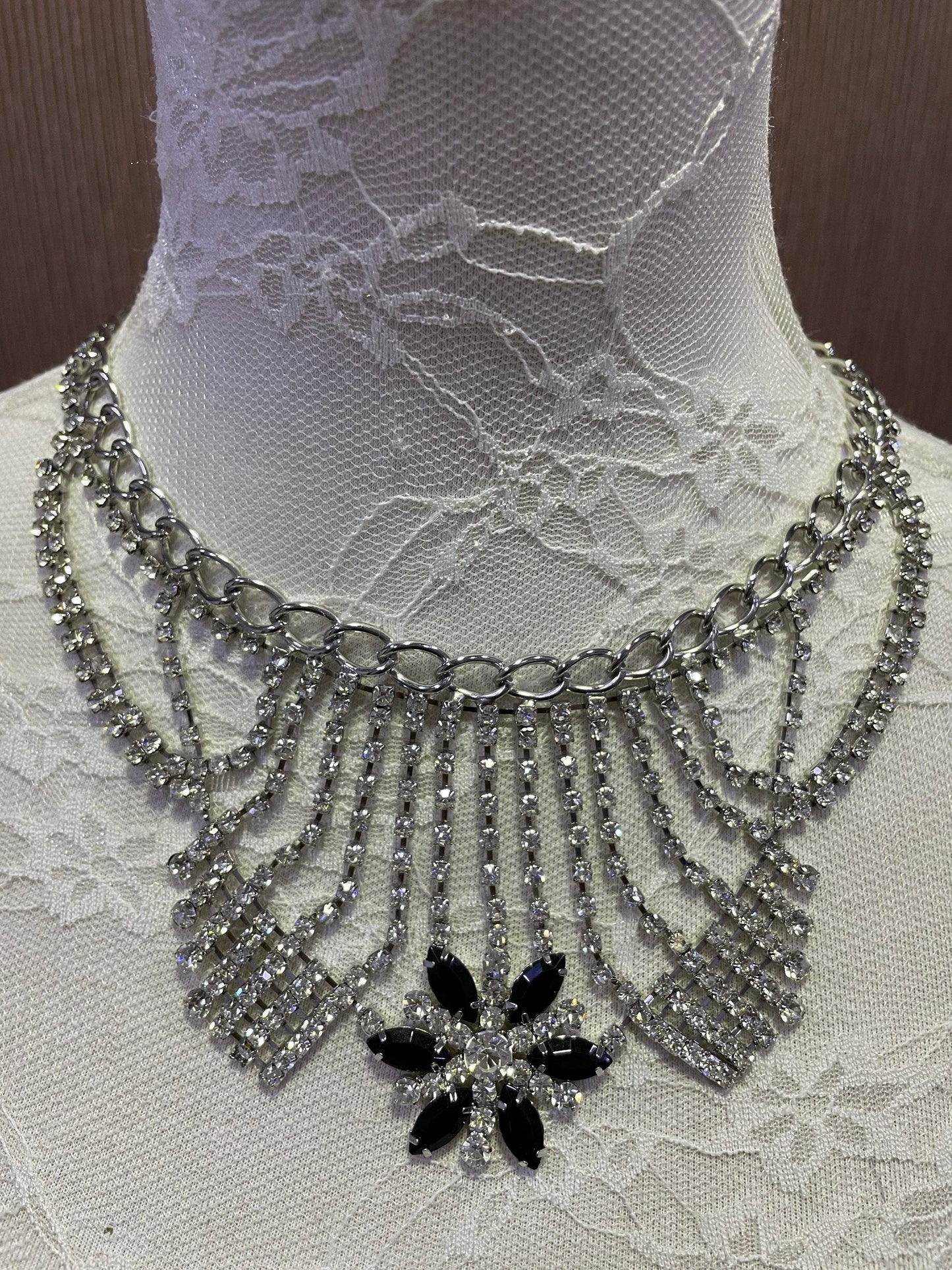 Diamanté necklace, rhinestone necklace, diamanté choker, couture necklace
