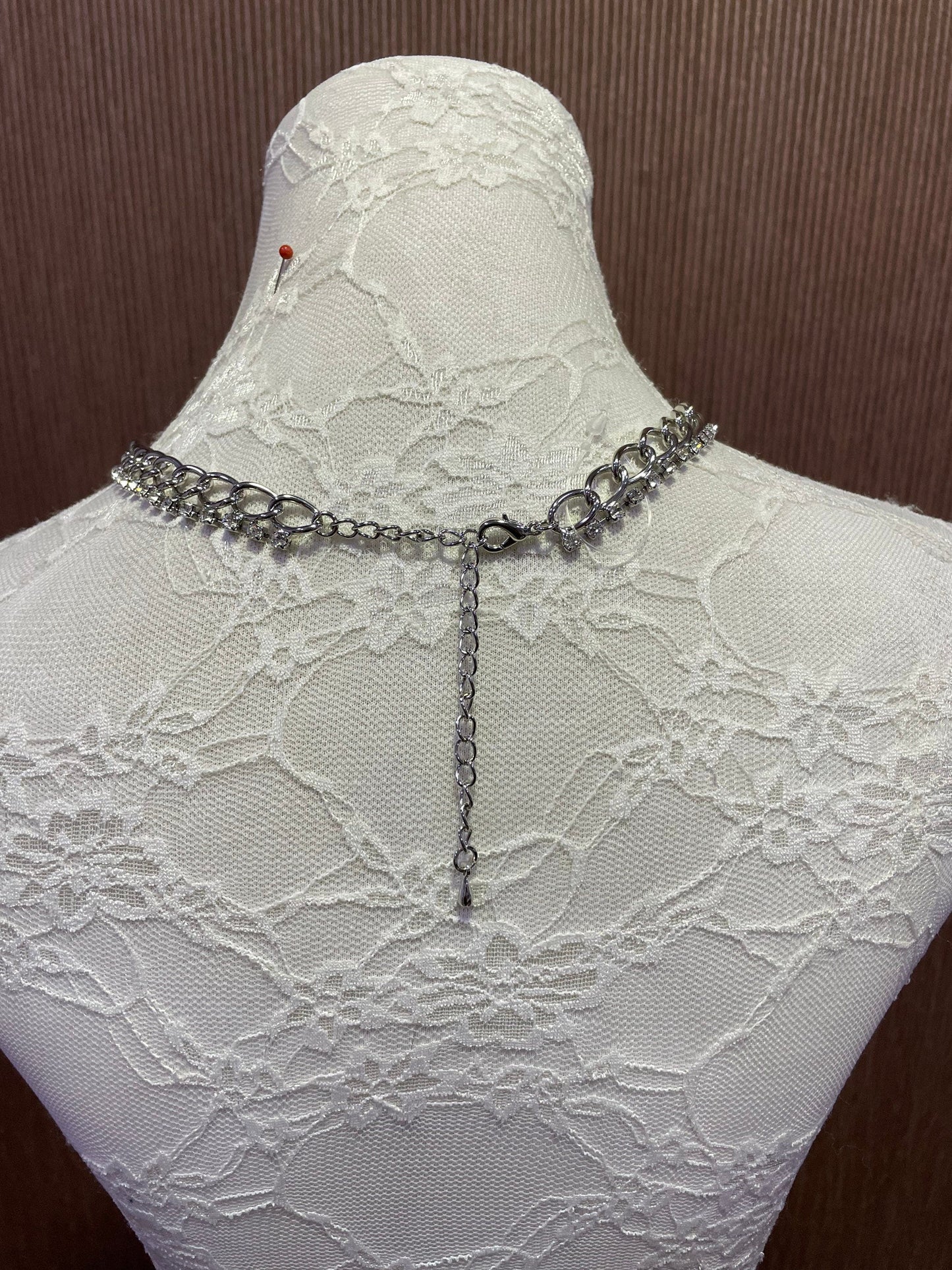 Diamanté necklace, rhinestone necklace, diamanté choker, couture necklace