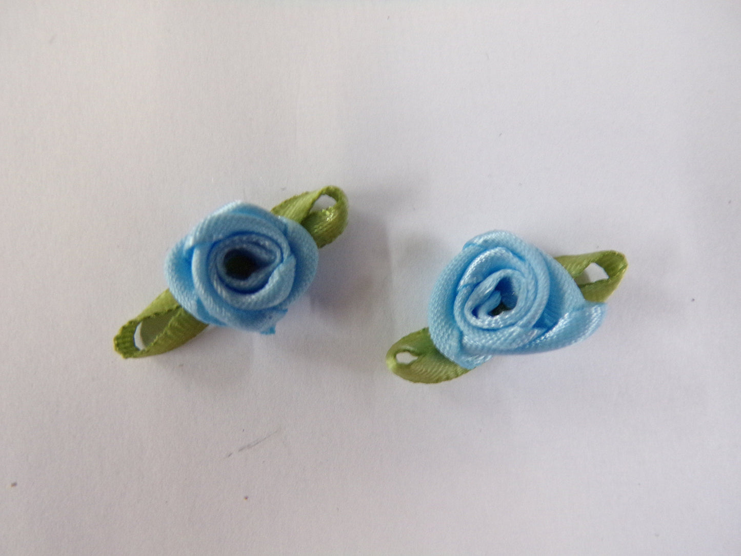 Satin ribbon roses, Sew on flowers, Blue or White Ribbon roses, Sewing, Craft, 20, 50, 100, roses, decoration,