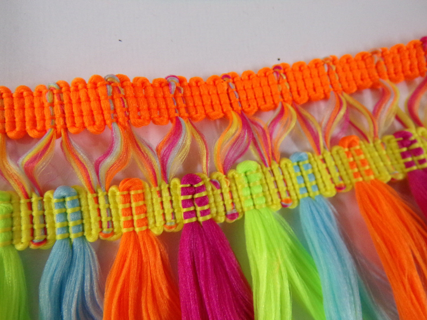 8cm Colourful Tassel Trim, Fringe, Boho, tassel, Flo tassel, Sewing, festival fringe, multi colour fringe, Neon fringe, neon tassel, fringe