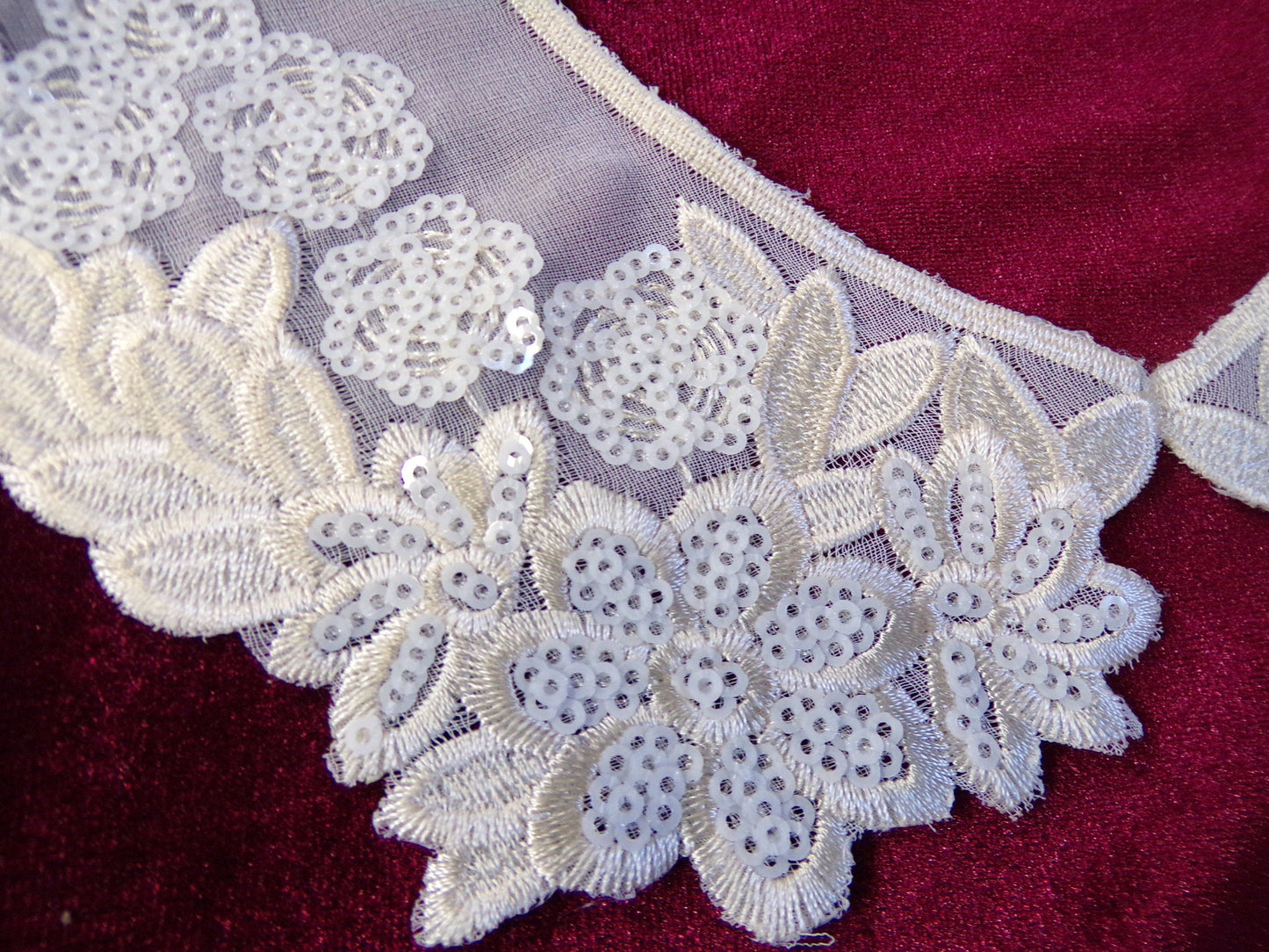 Sequin Embroidered Collar, Sequin Neck Trim, Sequin Applique, Sew on Applique, Collar for Dress, Top, Accessories