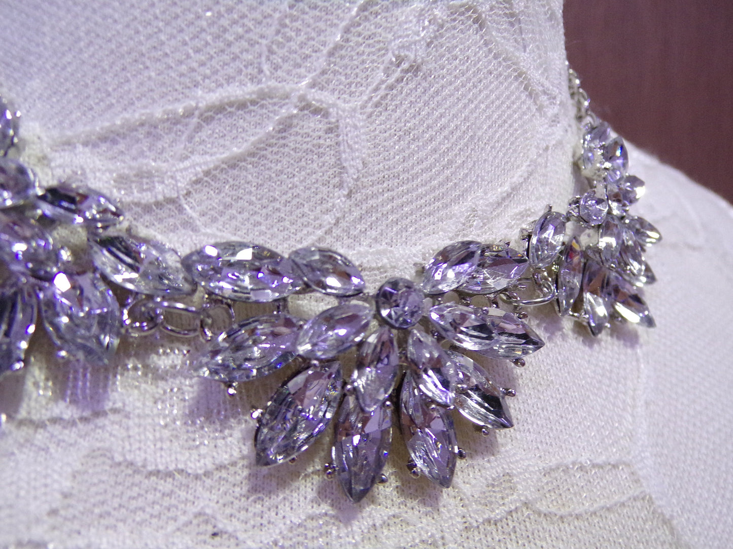 Diamante Crystal Necklace, Fancy Beaded Jewel, Silver necklace, Jewel necklace, Chain, Necklace
