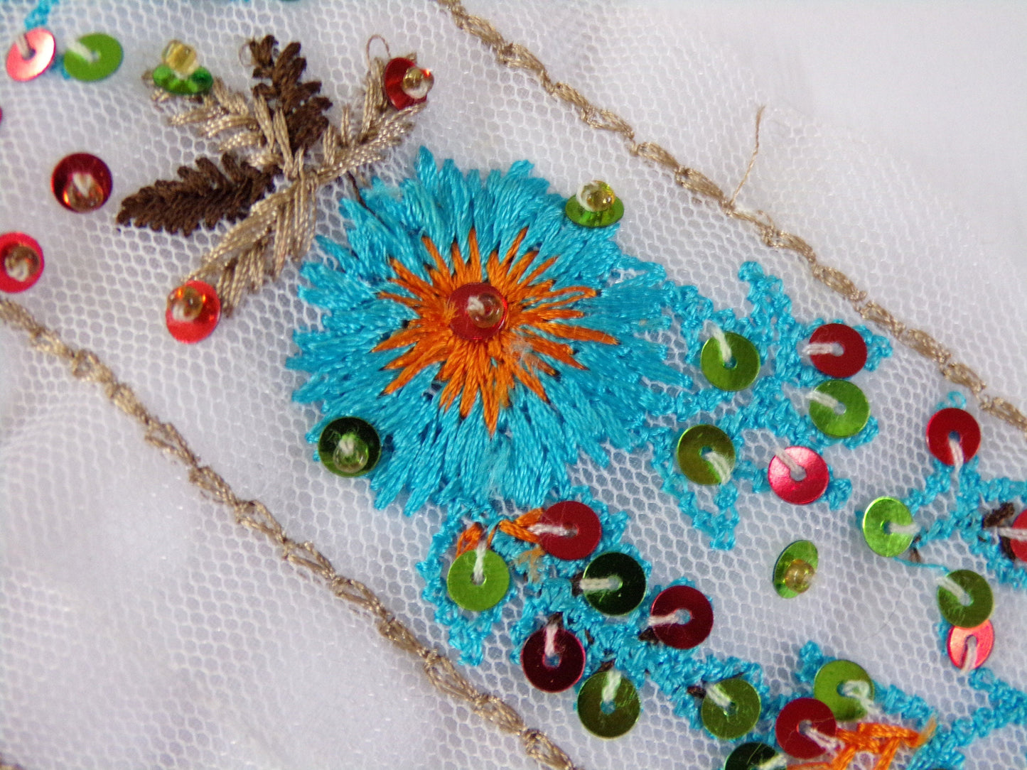 6cm wide Embroidered Lace Trim with Sequins and Beads, Sequins Lace, for Decor, Sewing, Craft