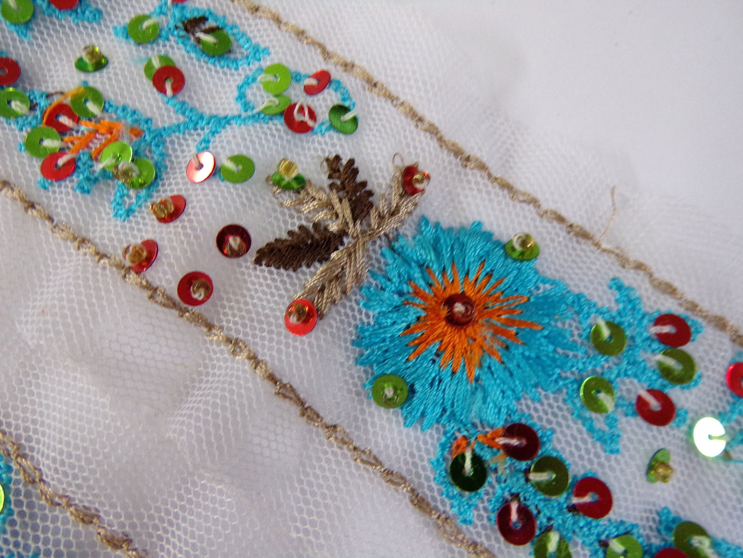 6cm wide Embroidered Lace Trim with Sequins and Beads, Sequins Lace, for Decor, Sewing, Craft