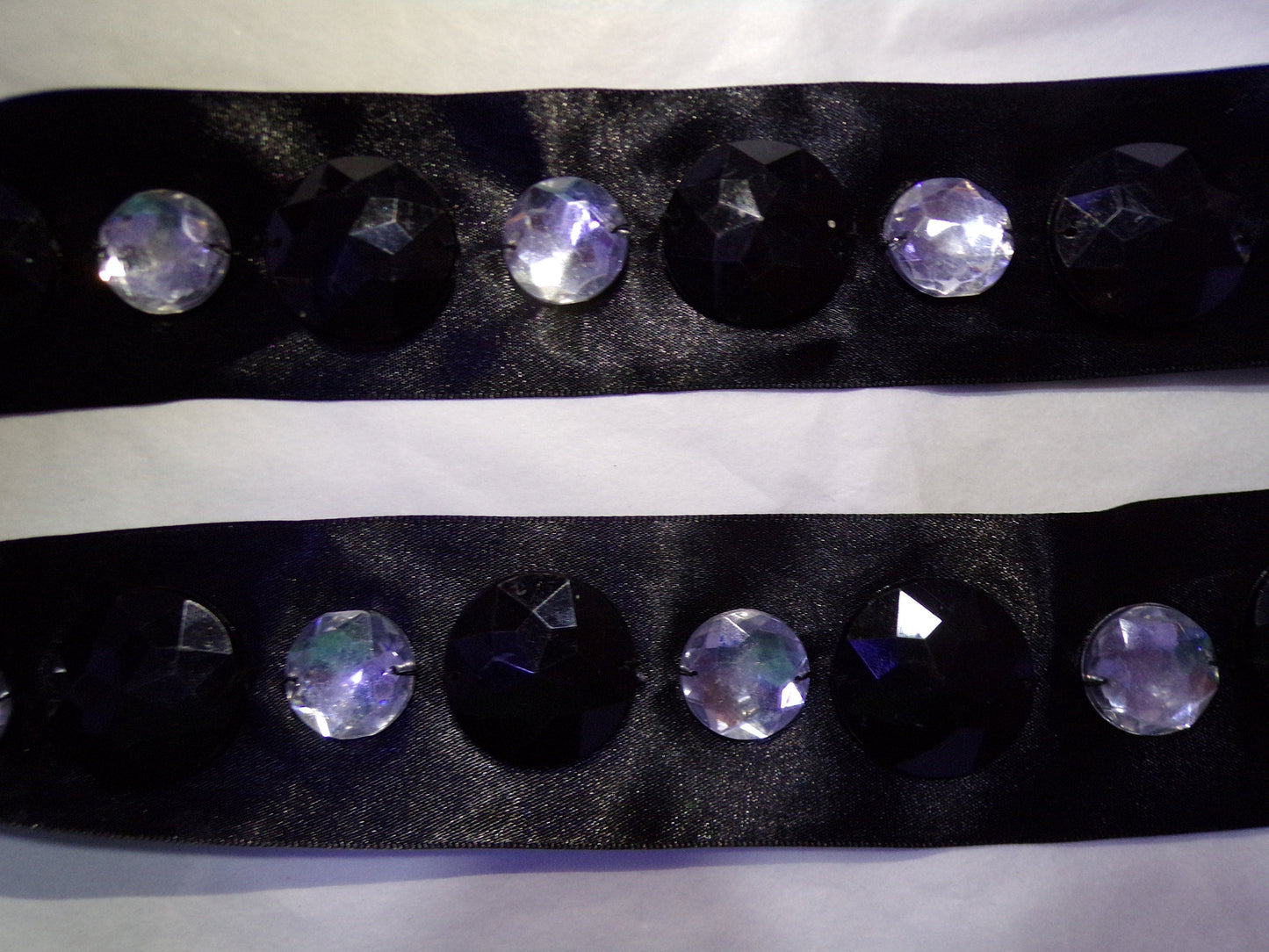 Black Satin Beaded Tape, Decorative Ribbon, Embroidered Ribbon for Home Decor, Sewing, Craft, jewel ribbon, jewel trim