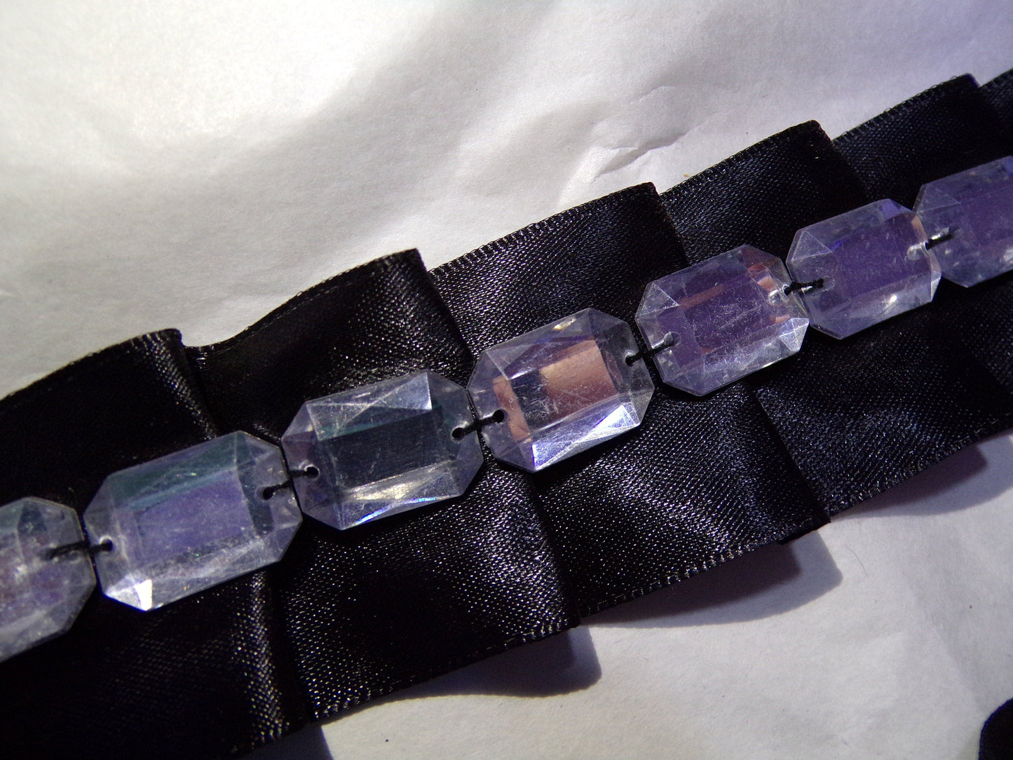 1mtr Black Satin Beaded Tape, Decorative Ribbon, Embroidered Ribbon for Hair crafts, Home Decor, Sewing, Craft, frill, jewel ribbon, pleated