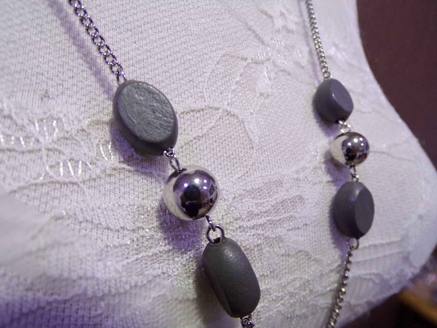 Silver Chain Beaded Necklace, Beads, Chain, Necklace, Jewellery.