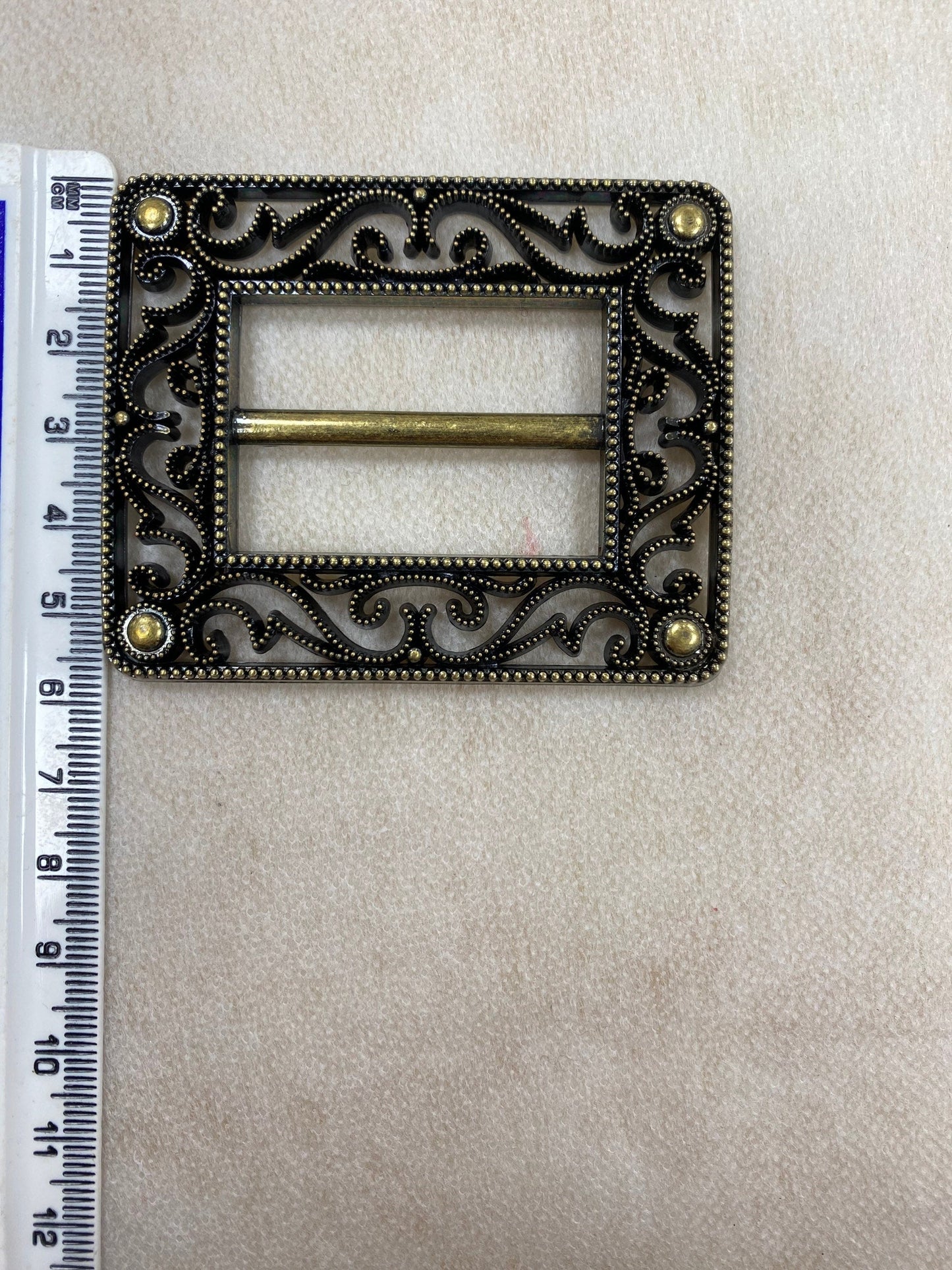 Plastic buckle, light weight buckle in antique brass