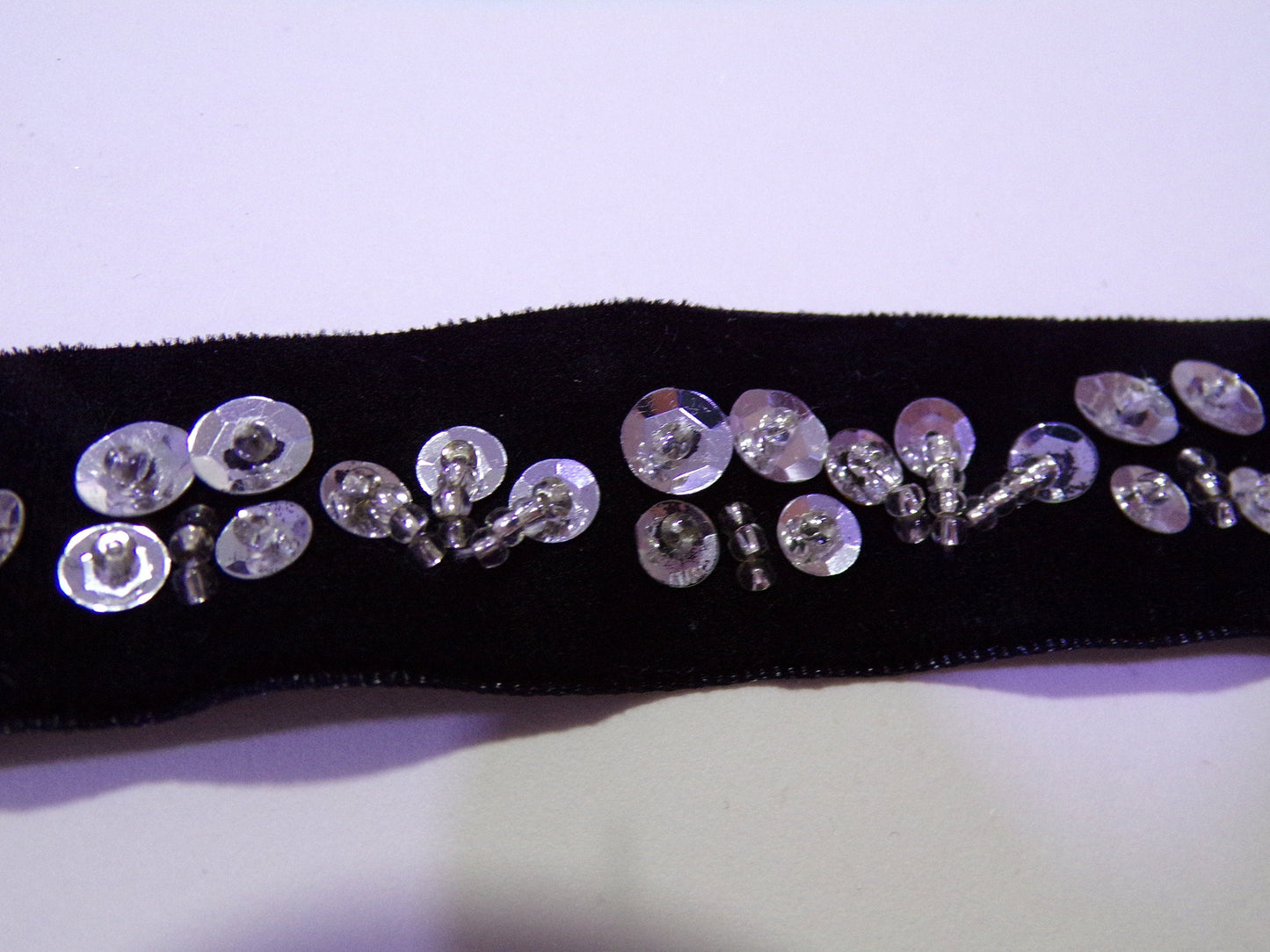 Beaded Sequins Velvet Trim, Sequins tape, Velvet Trim, Embroidered Border, Decor, Sewing, Velvet
