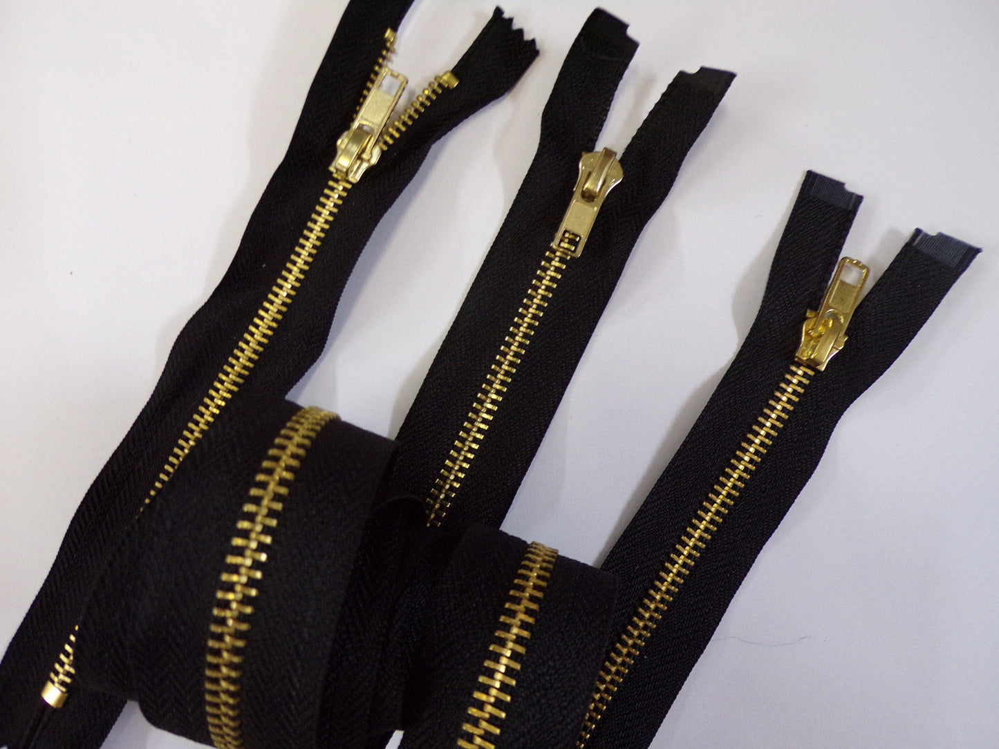4”-23", Black Closed Ended Zip Metal Teeth, Zip, Gold Zip, Closed End zip, Dress zip, Long zip