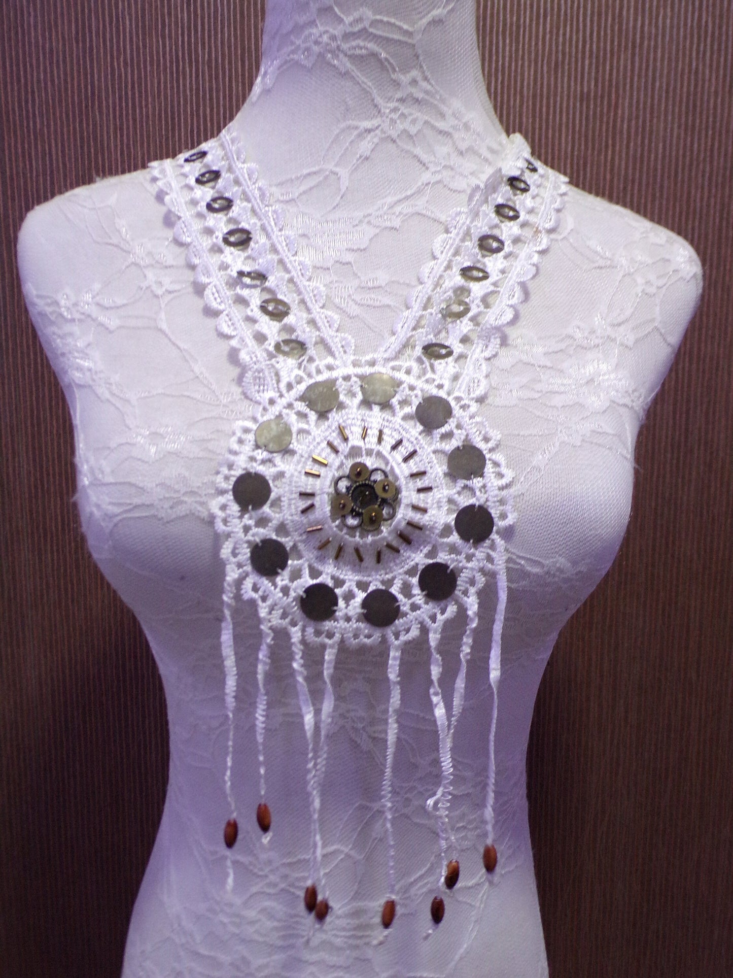 Large Lace Applique, Embroidered Applique, Large Neck Trim, Neck trim, Sewing Patch, Boho trim