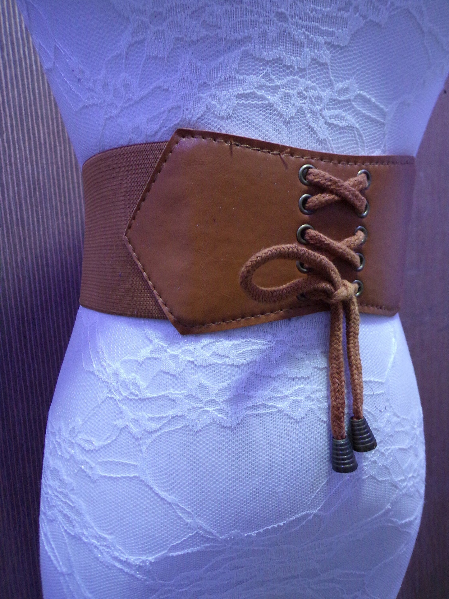 Brown Elastic Belt, Corset Belt, Wide Elasticated Stretch Belt, Brown Belt