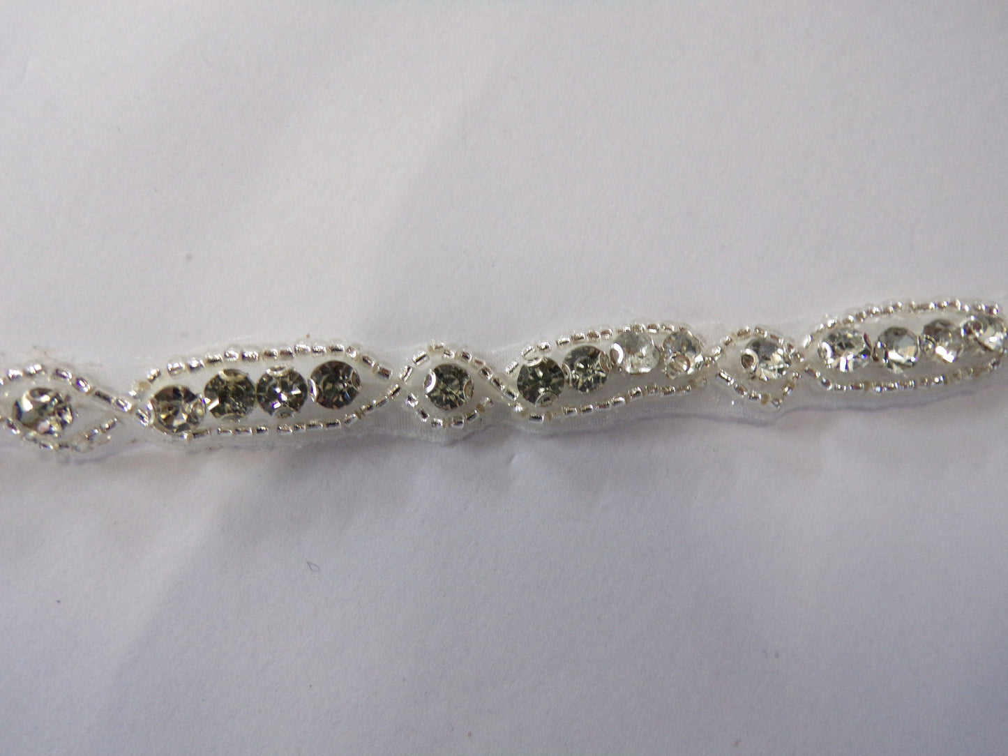 8mm Diamante Beaded Bridal Trim, Iron on Rhinestone Ribbon for Bridal, Sash Diamante Wedding, Belt, Headband, Bag, Craft