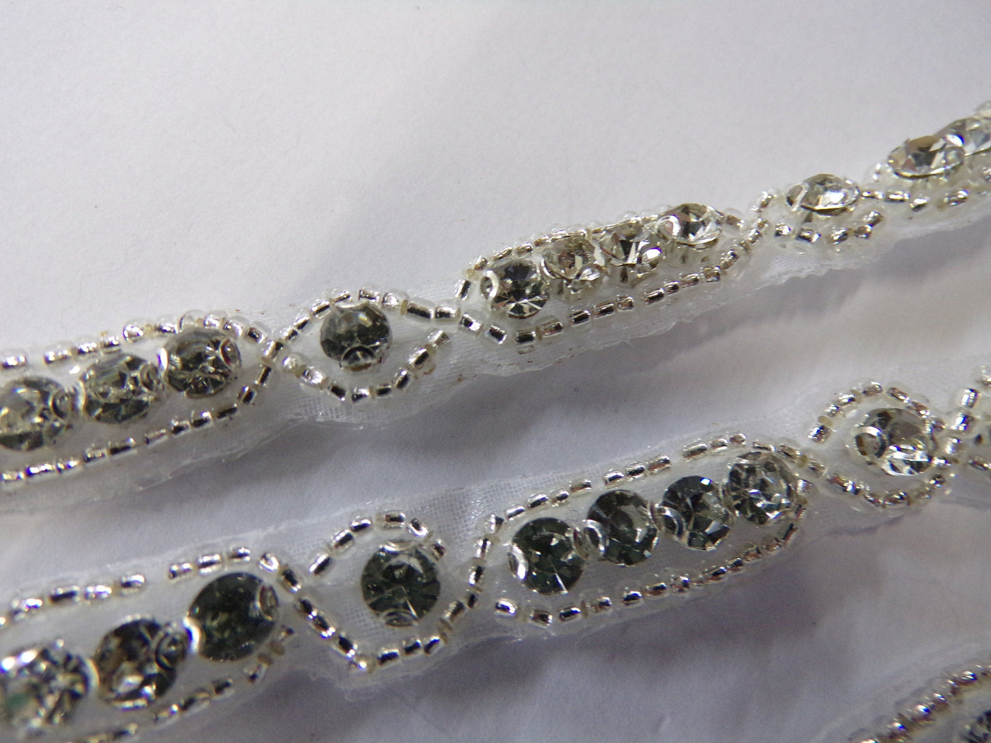 8mm Diamante Beaded Bridal Trim, Iron on Rhinestone Ribbon for Bridal, Sash Diamante Wedding, Belt, Headband, Bag, Craft