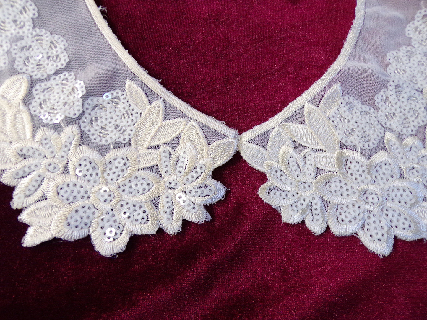 Sequin Embroidered Collar, Sequin Neck Trim, Sequin Applique, Sew on Applique, Collar for Dress, Top, Accessories