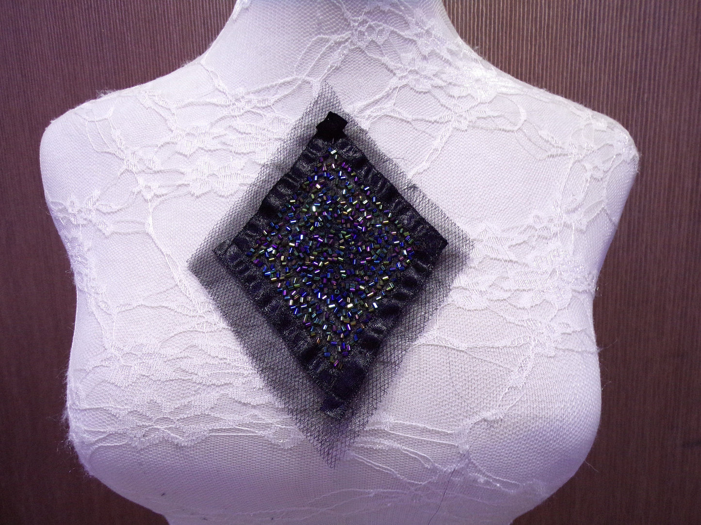 Black Beaded Applique, Beaded Patch, Decor, Applique for dress, top, Sew on Patch