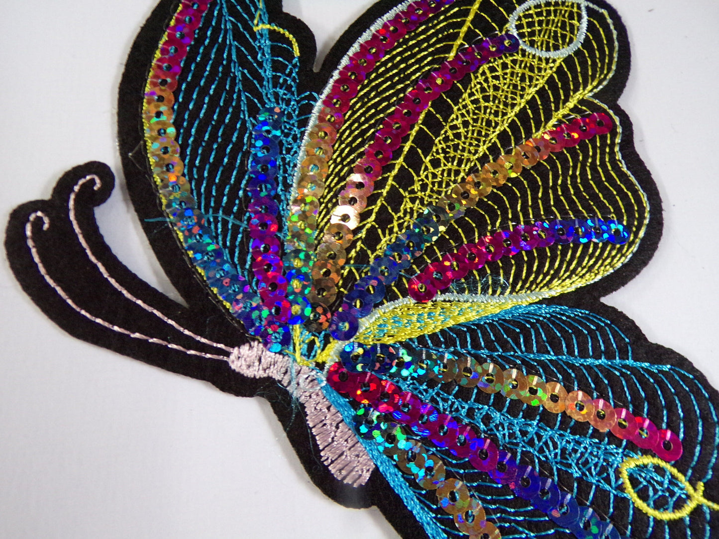 Sequin Butterfly Appliques, Embroidered Patch Sequin, iron on Patch for Dancewear, Dress, Top, butterfly badge, badge