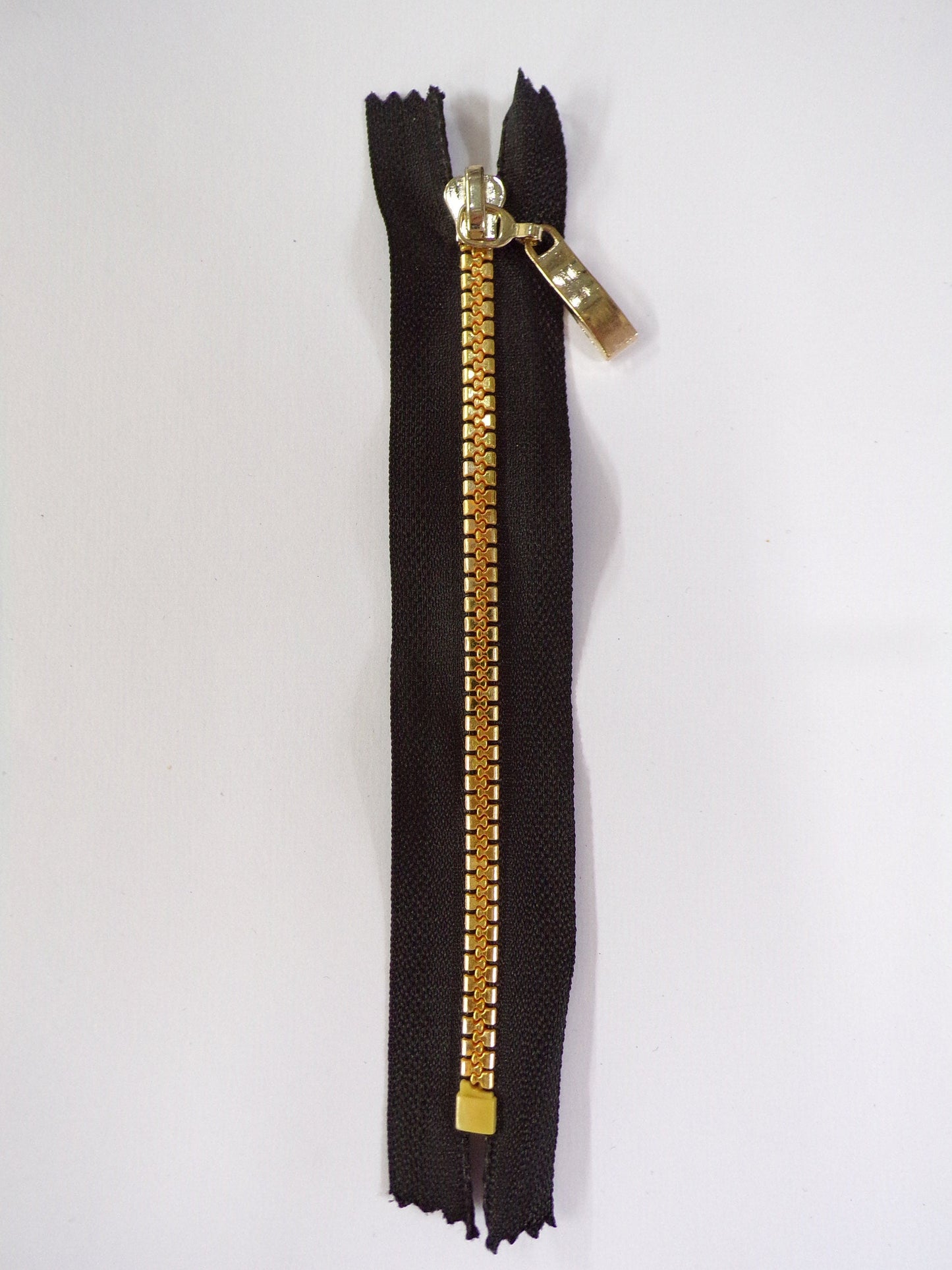 16.5cm Zip, Black Closed Ended Zip with gold Plastic Teeth, Black Zip, Gold Zip, Closed End zipper, Dress zip, Clothing zippers