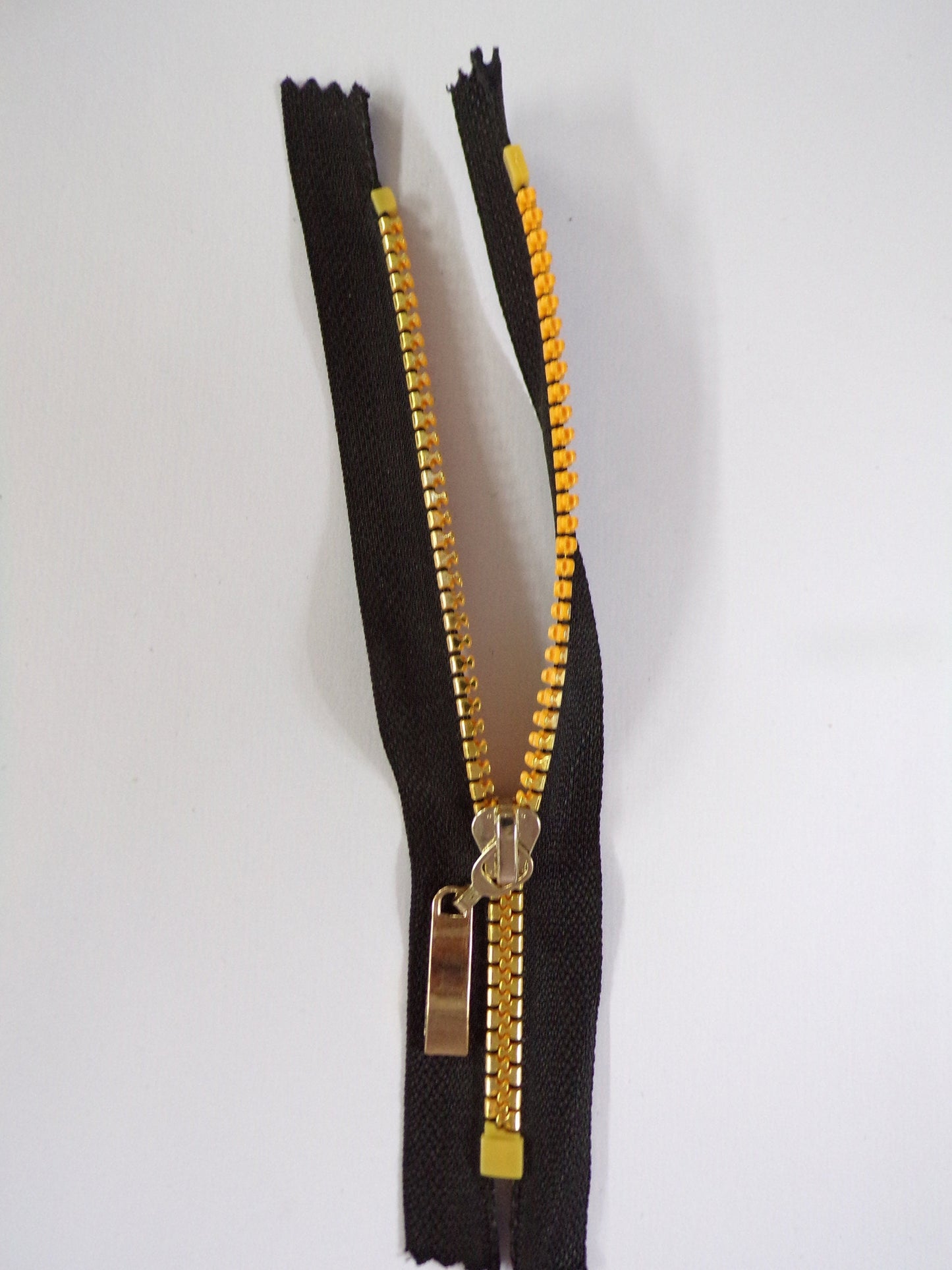 16.5cm Zip, Black Closed Ended Zip with gold Plastic Teeth, Black Zip, Gold Zip, Closed End zipper, Dress zip, Clothing zippers