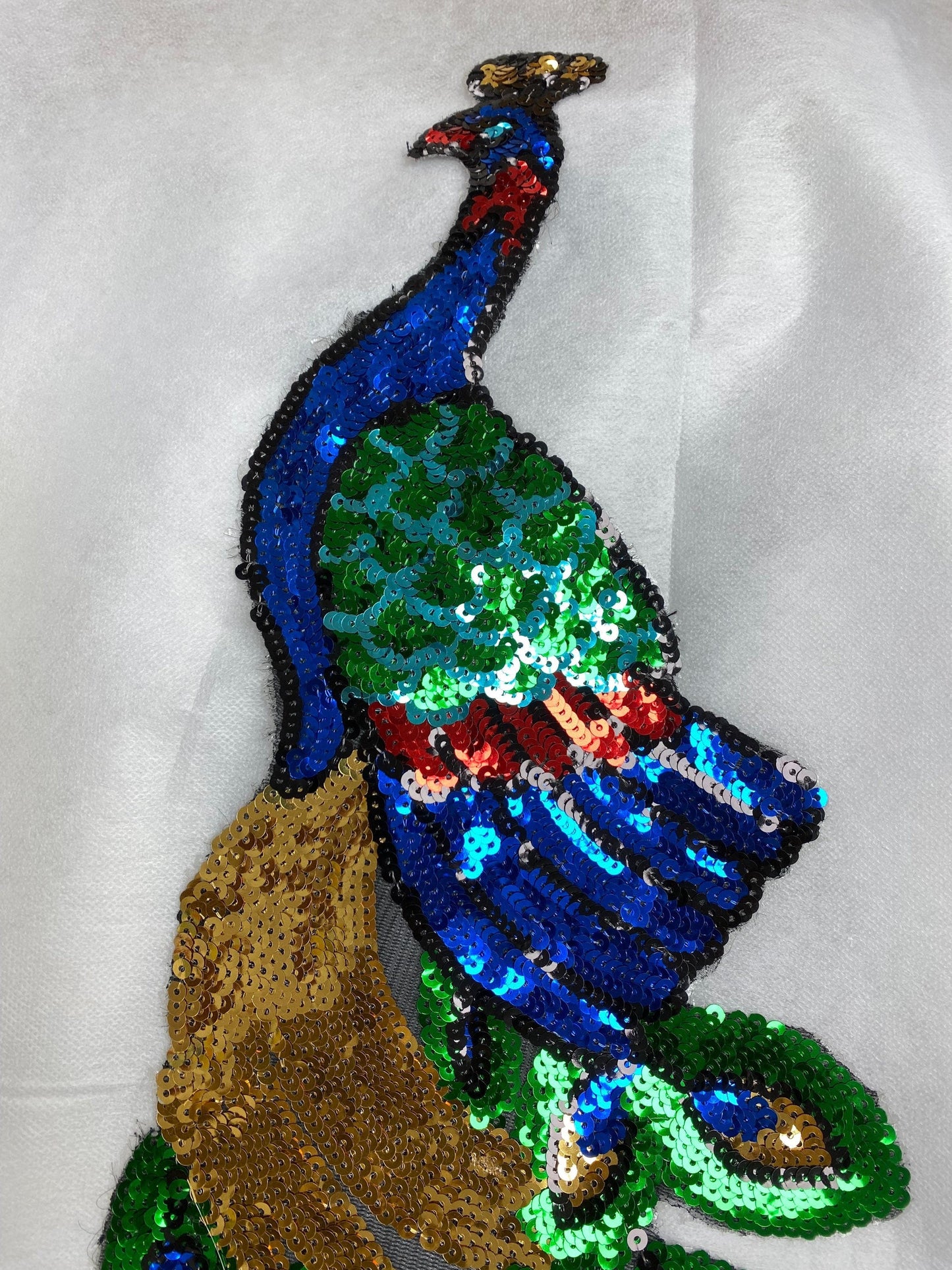 Sequins Peacock, Iron on sequins peacock, Large Sequins Peacock