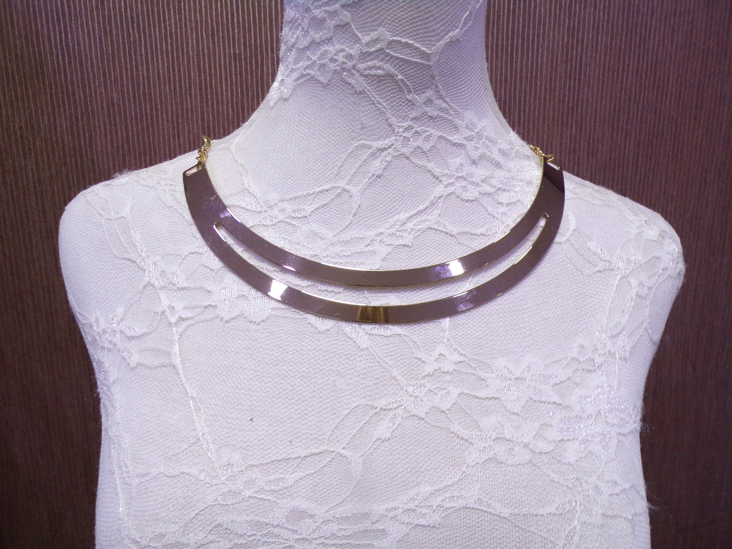 Gold Neck Trim, Gold Metal Necklace, Jewel Neck Trim with clips