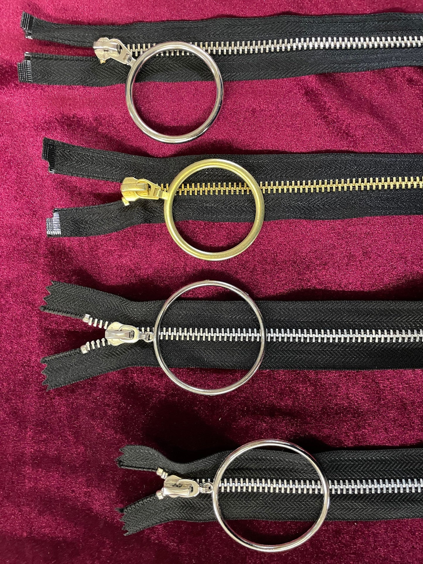 Ring puller zips, open end zips, metal zips, closed end zips, zippers, jacket zip, zips