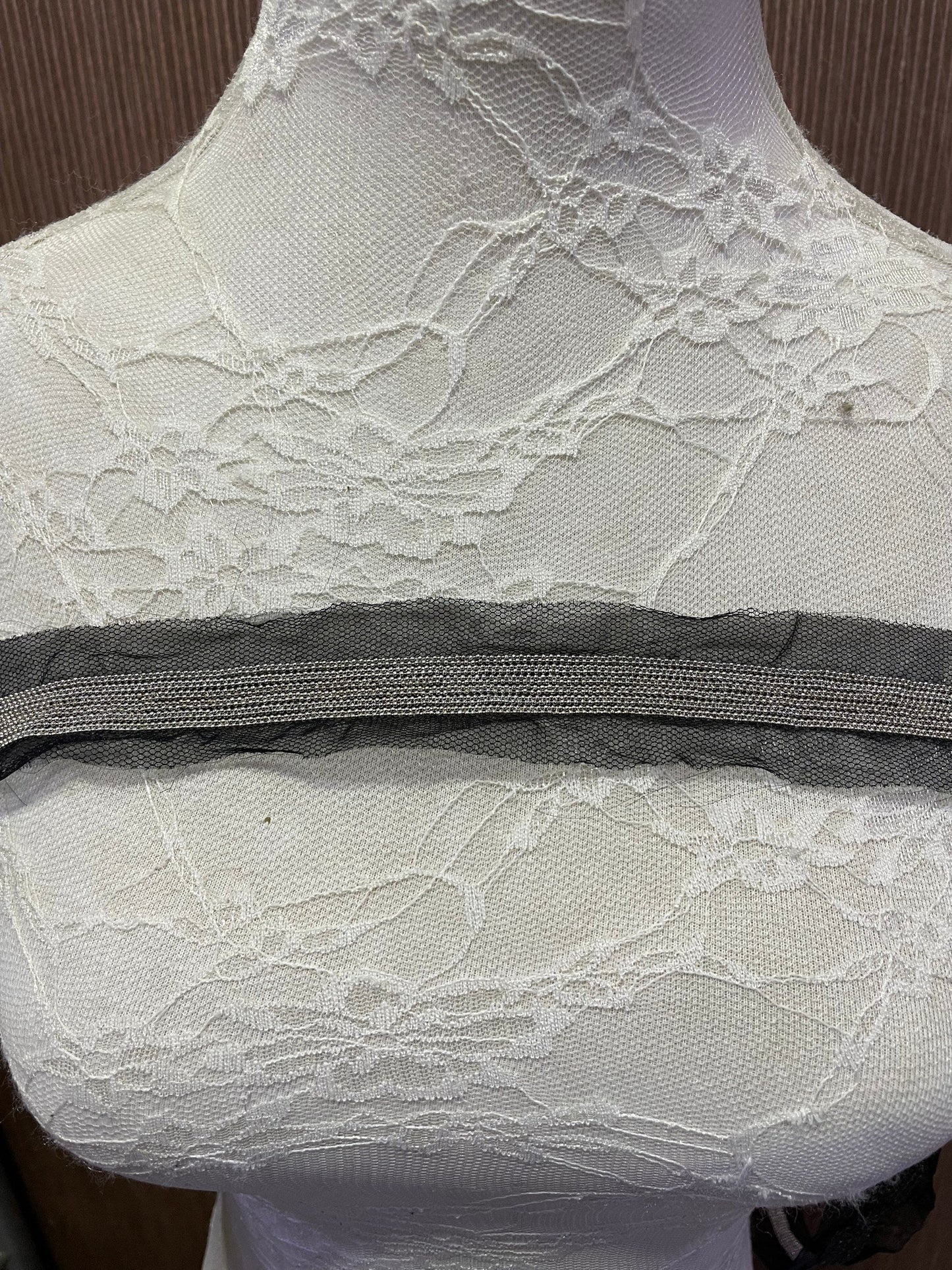 Silver beaded trim on mesh, bead trim, embellishment