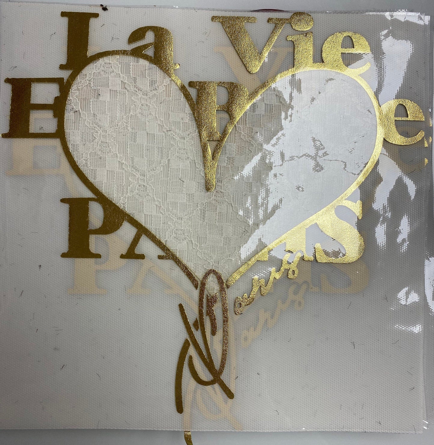 Heart Motif, iron on heart with gold and lace